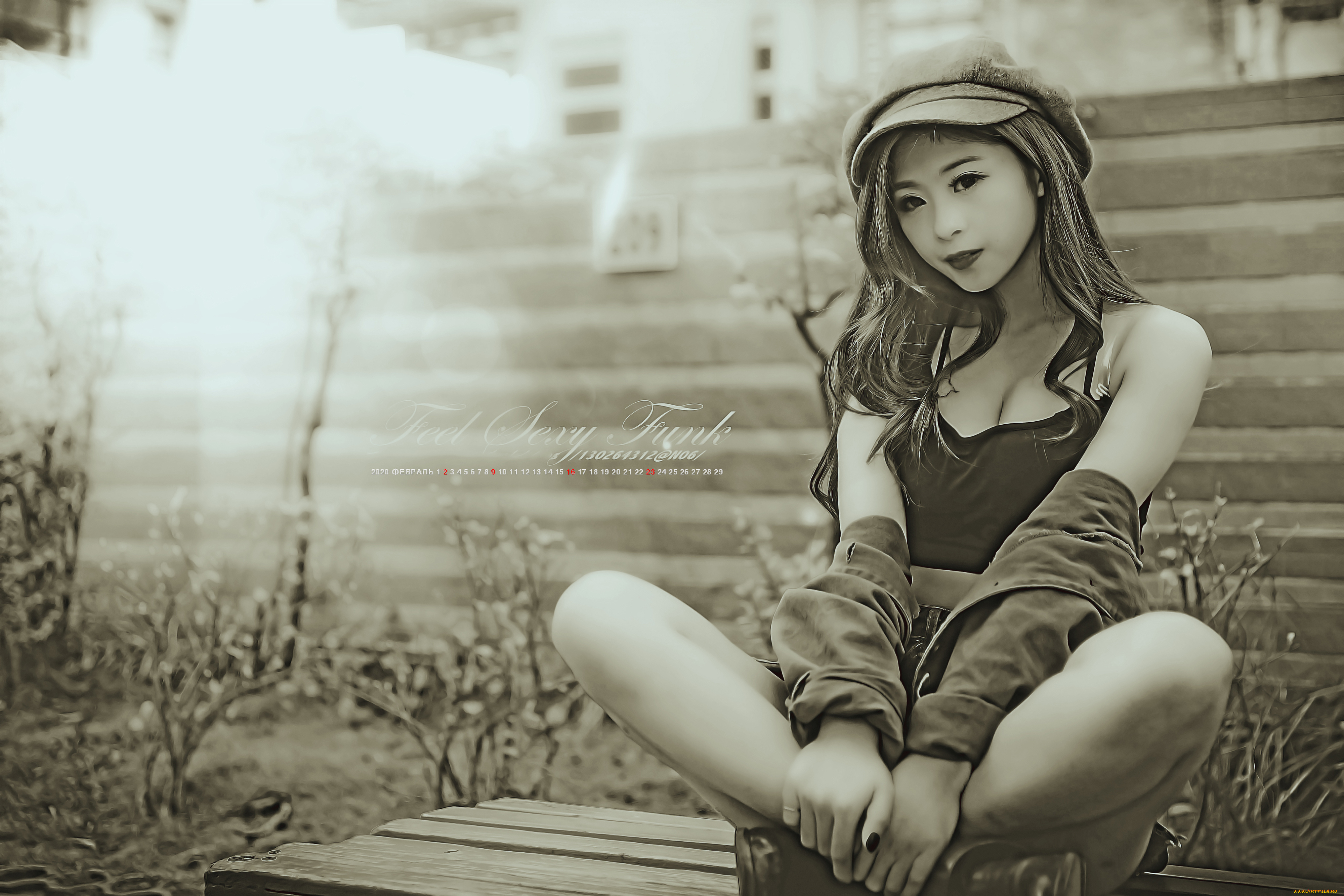 календари, компьютерный, дизайн, женщина, азиатка, calendar, девушка, взгляд, кепка, улица, 2020