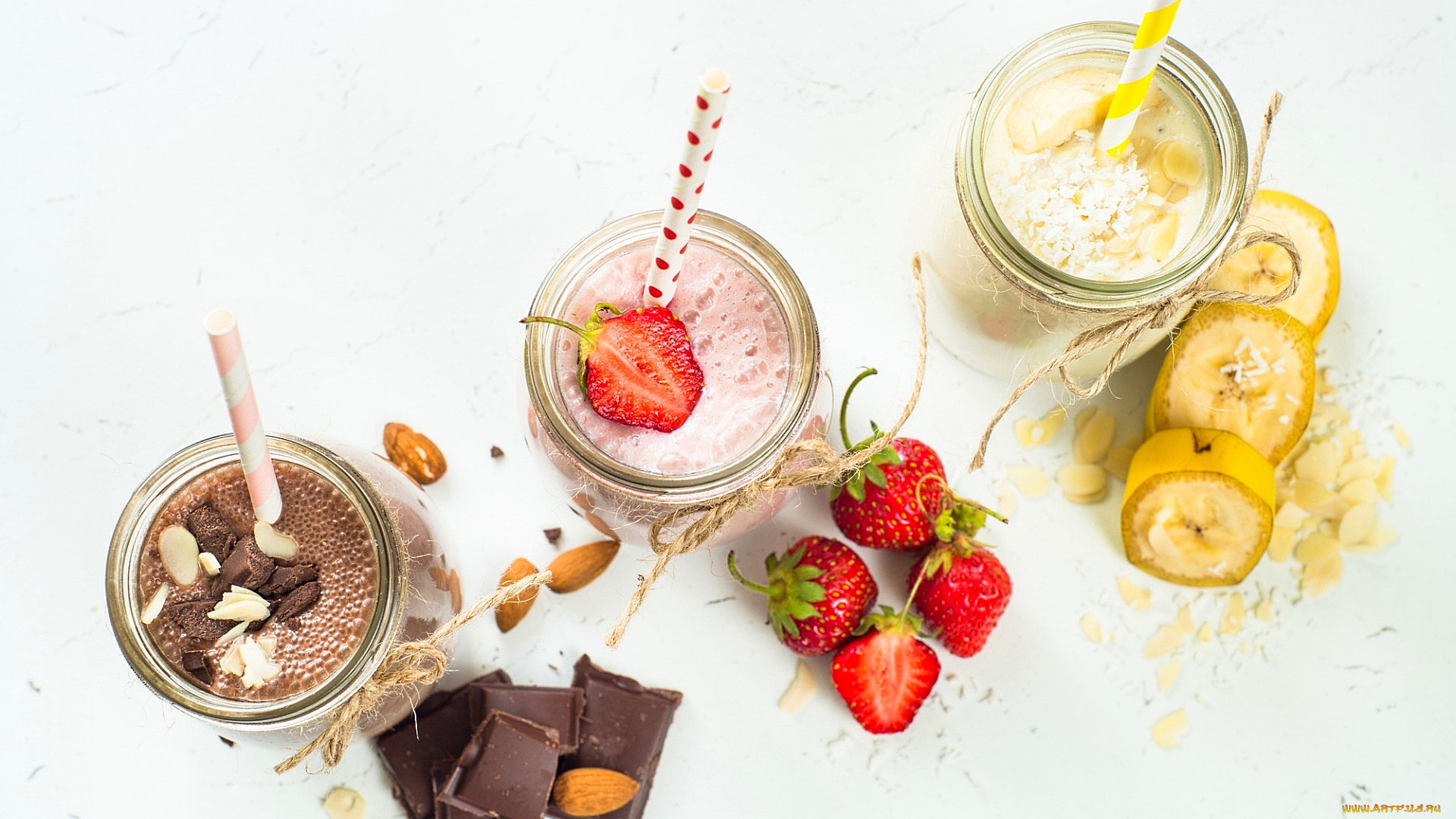 еда, напитки, , коктейль, шоколад, клубника, банан, коктейли