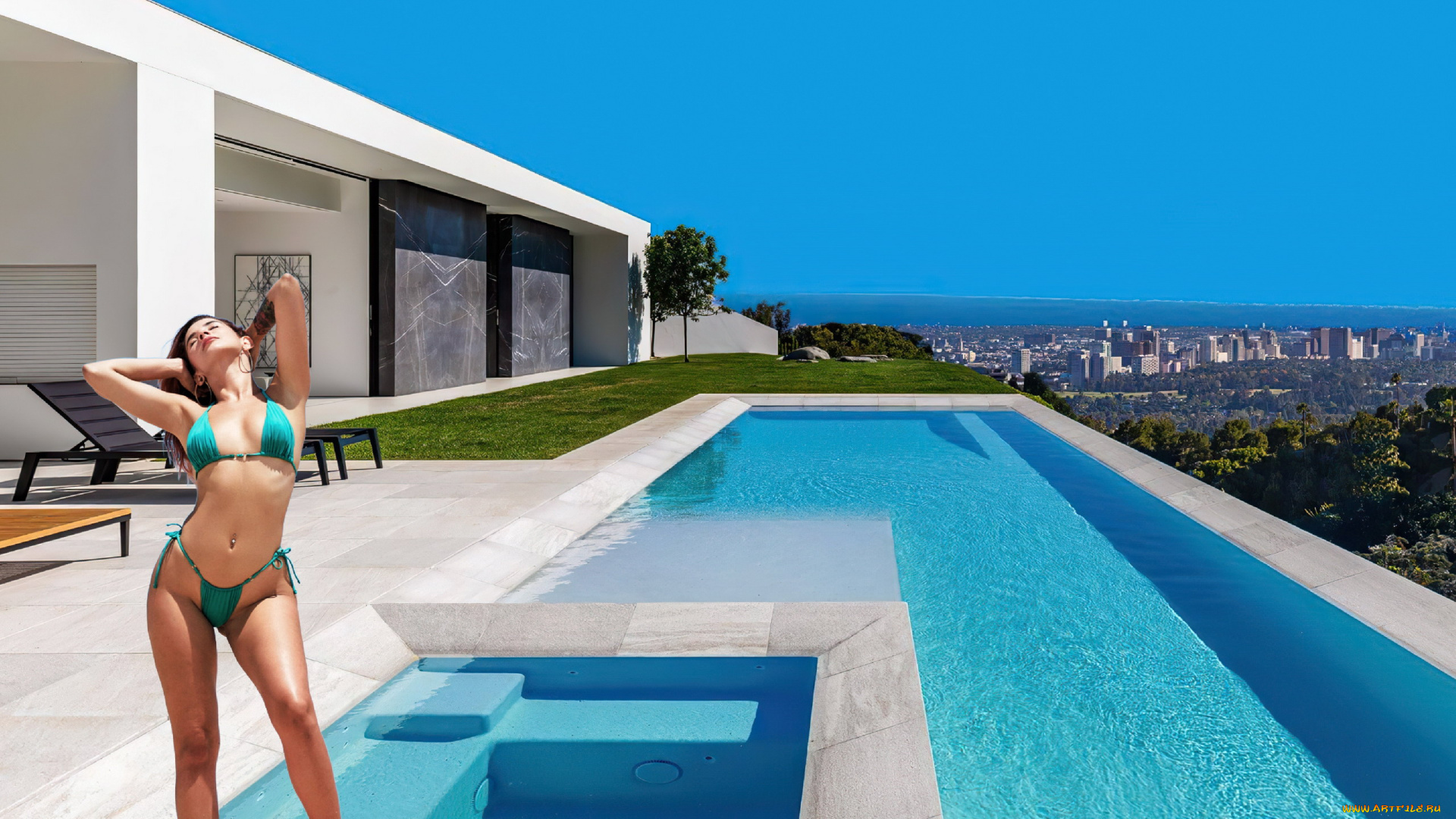 девушки, agatha, vega, бассейн, бикини, тату