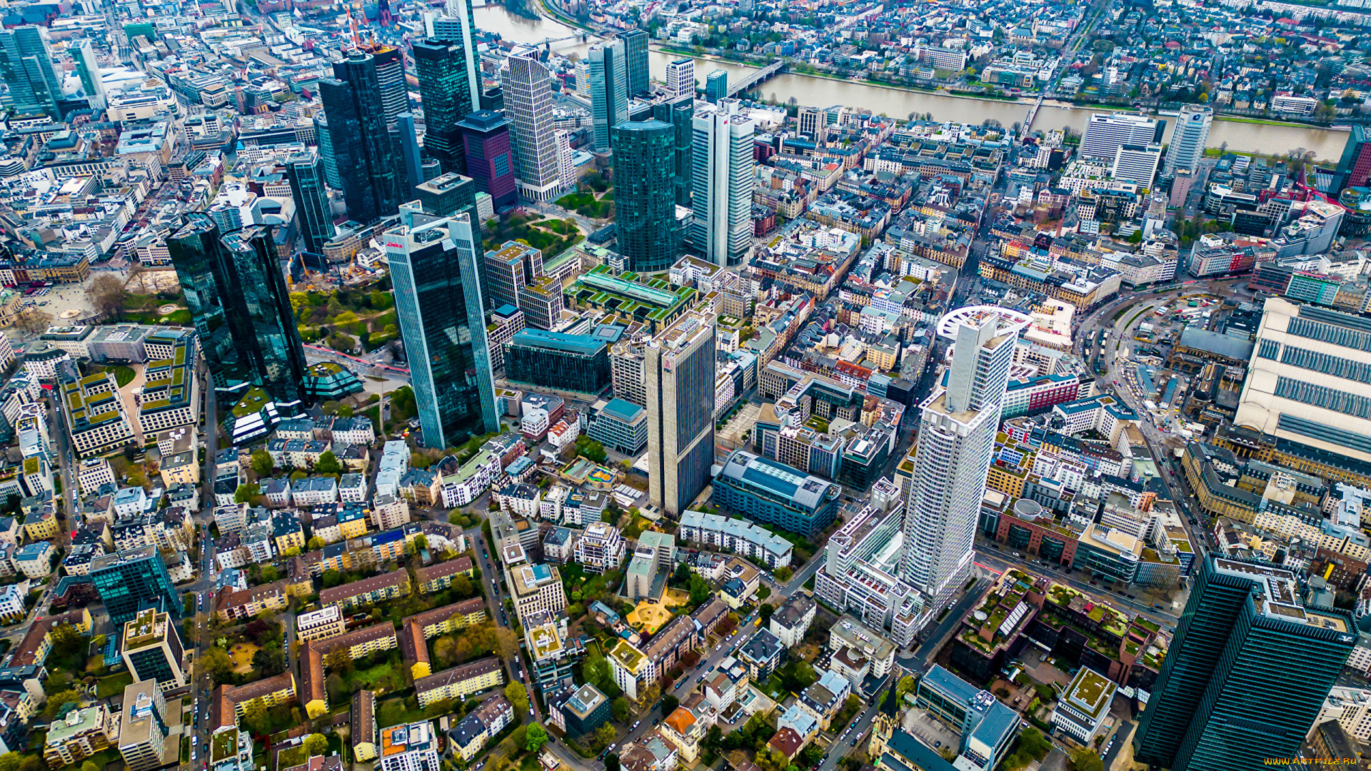 города, франкфурт-на-майне, , германия, дома, франкфурт, на, майне, вид, сверху