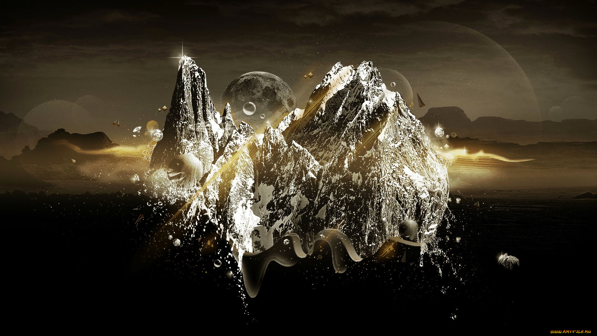 разное, компьютерный, дизайн, горы, планеты