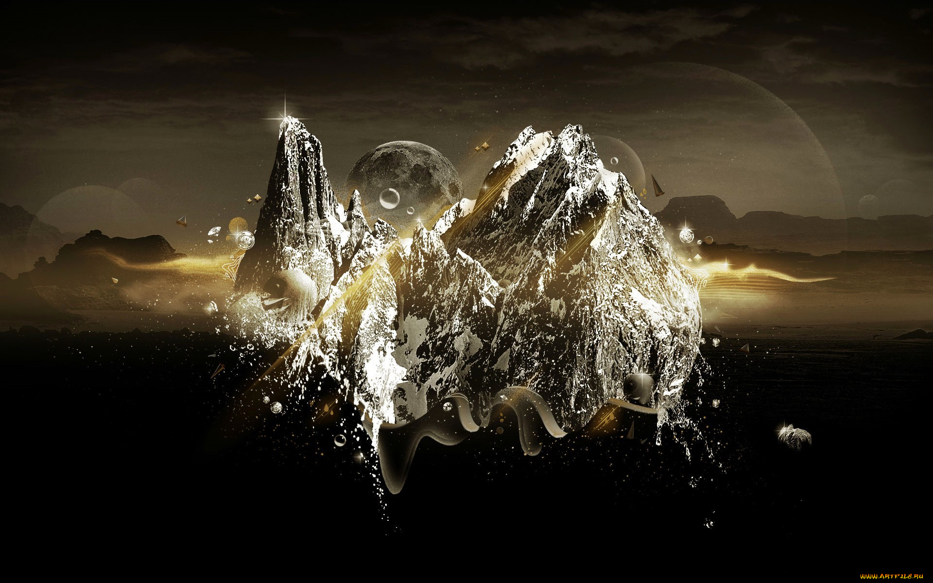 разное, компьютерный, дизайн, горы, планеты