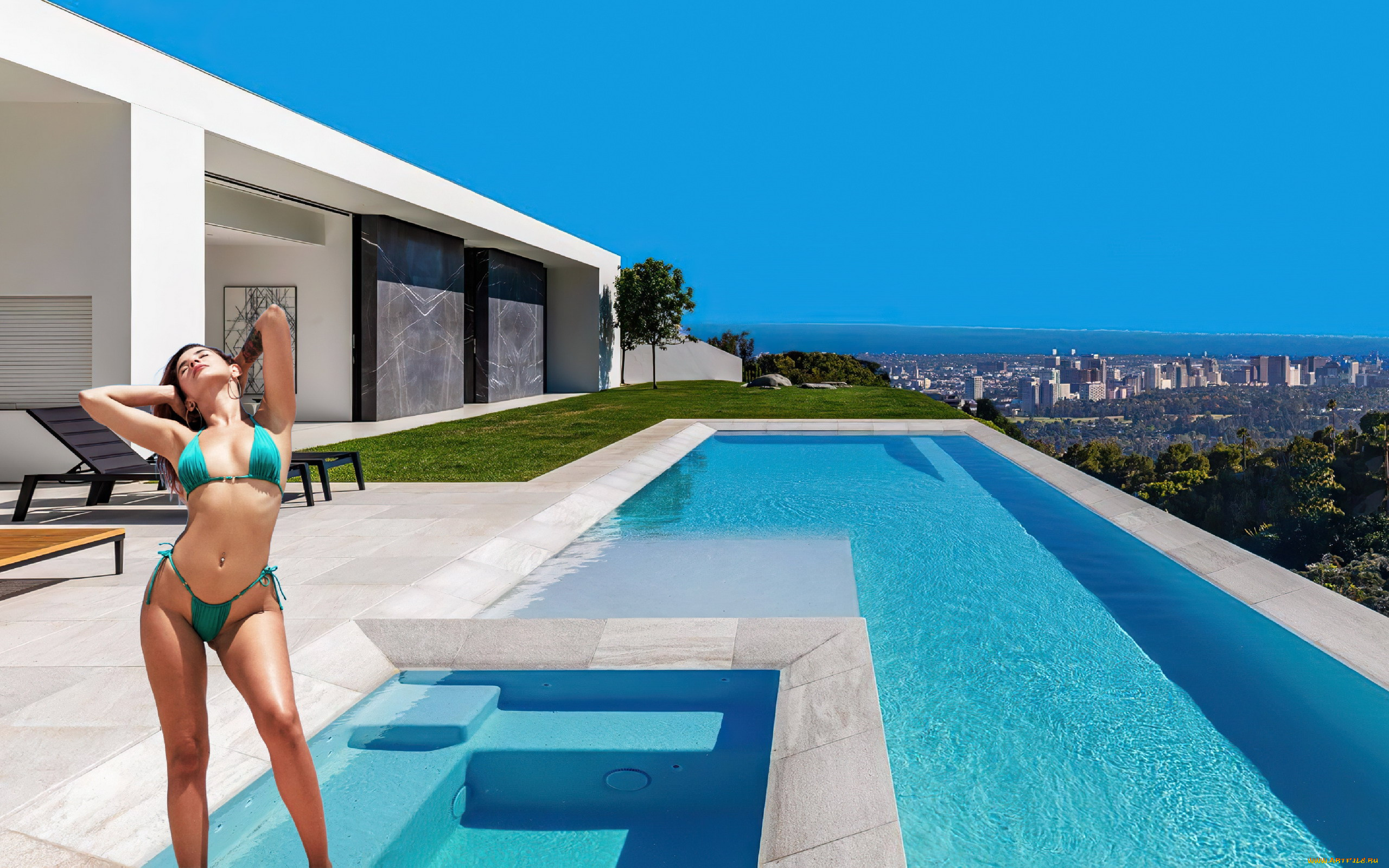 девушки, agatha, vega, бассейн, бикини, тату