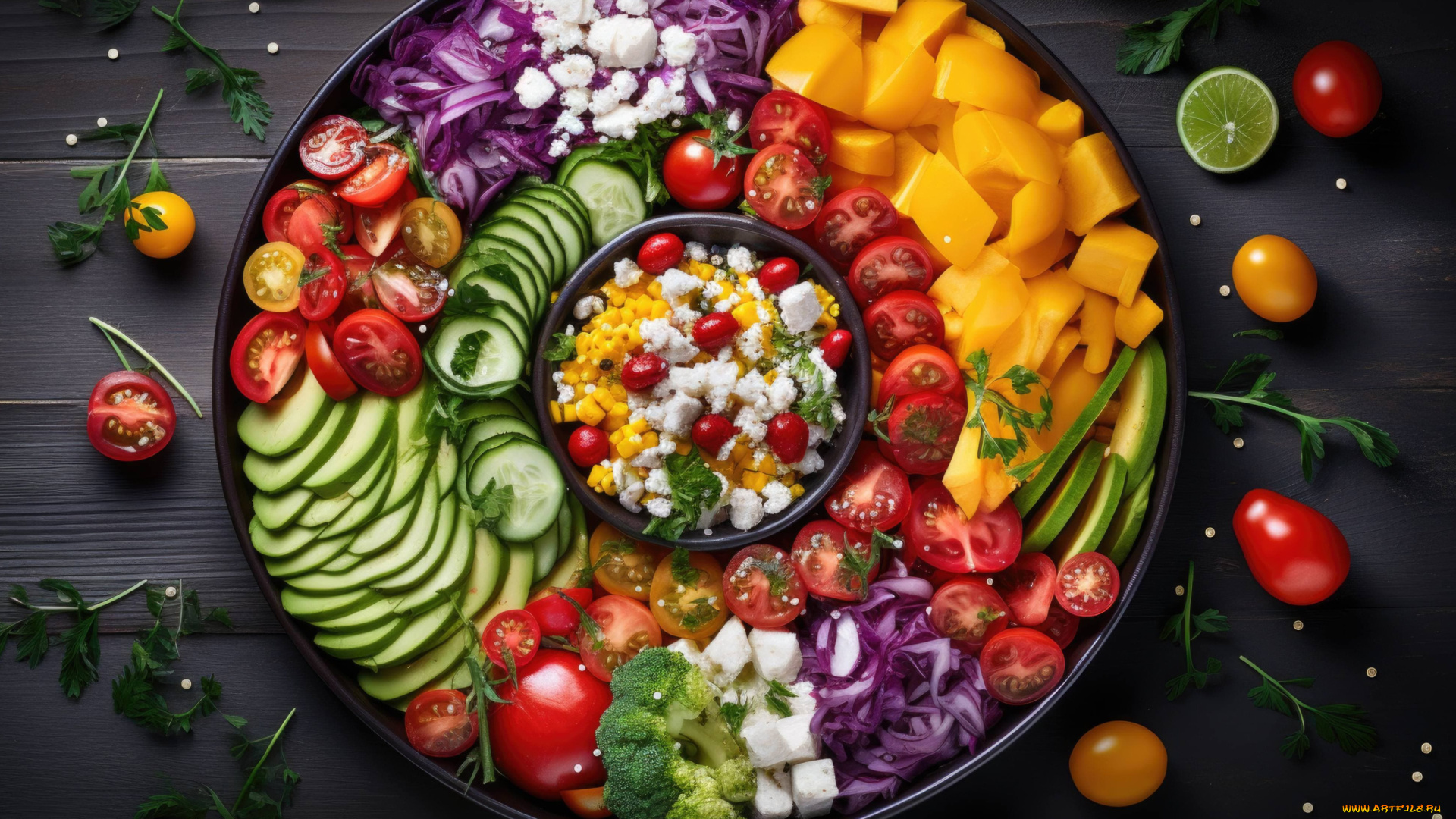 3д, графика, еда-, food, салат