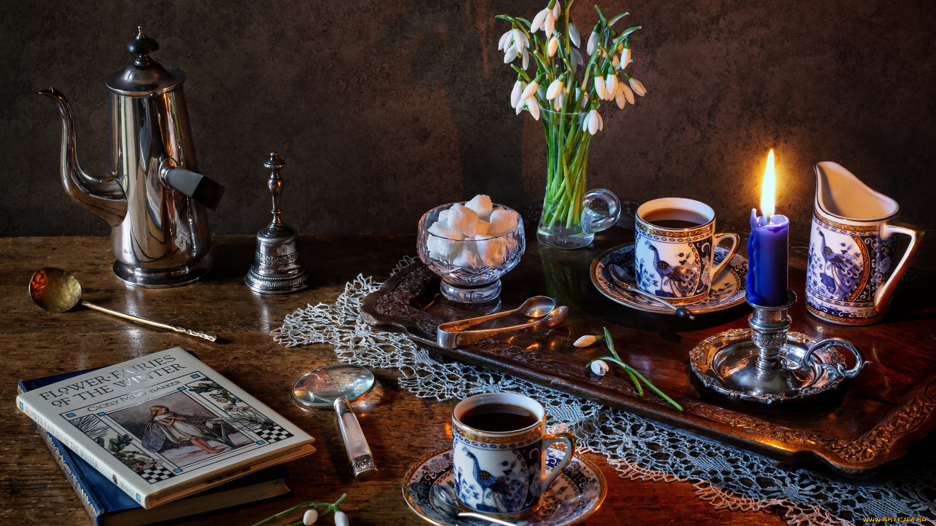 еда, натюрморт, книги, свеча, кофе, сахар