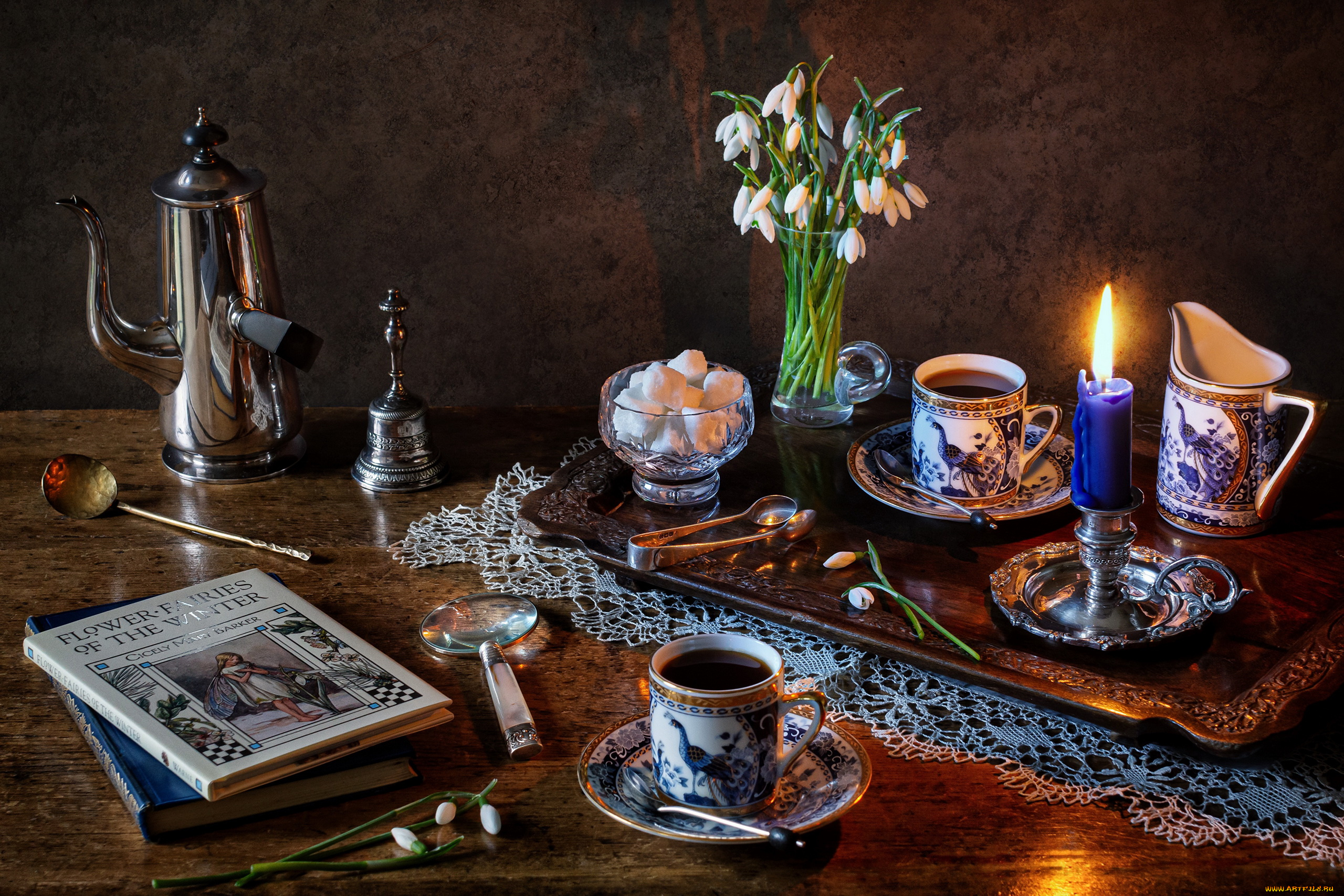 еда, натюрморт, книги, свеча, кофе, сахар