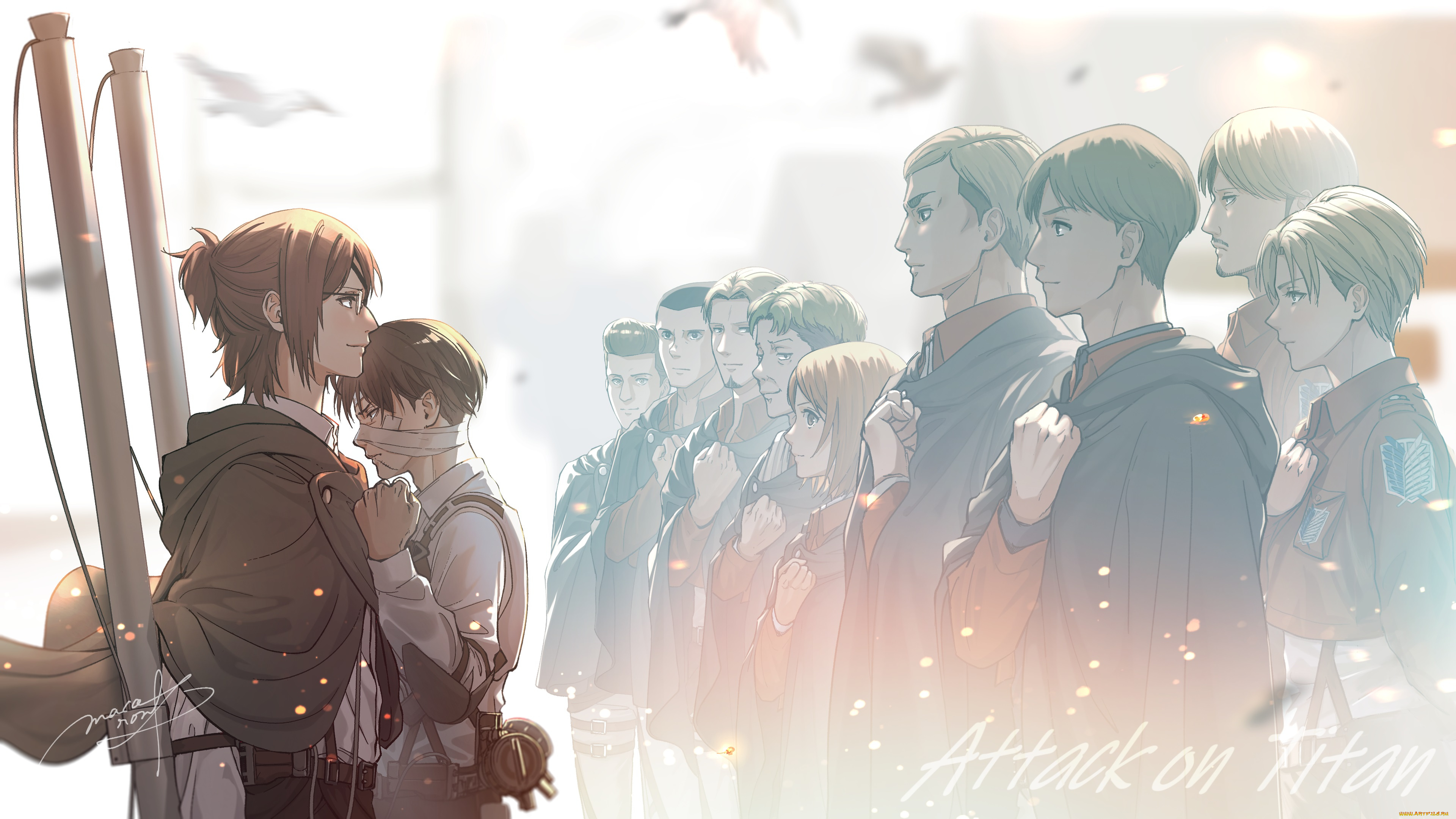 аниме, shingeki, no, kyojin, атака, титанов