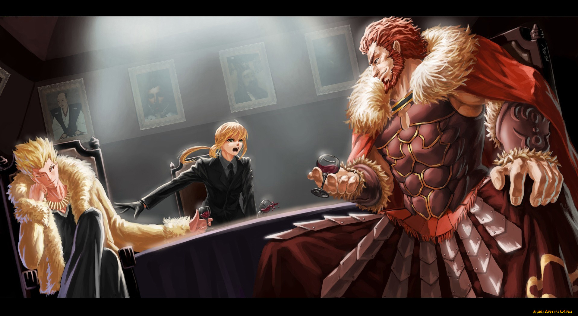 аниме, fate, zero, fatezero, rider, gilgamesh, saber