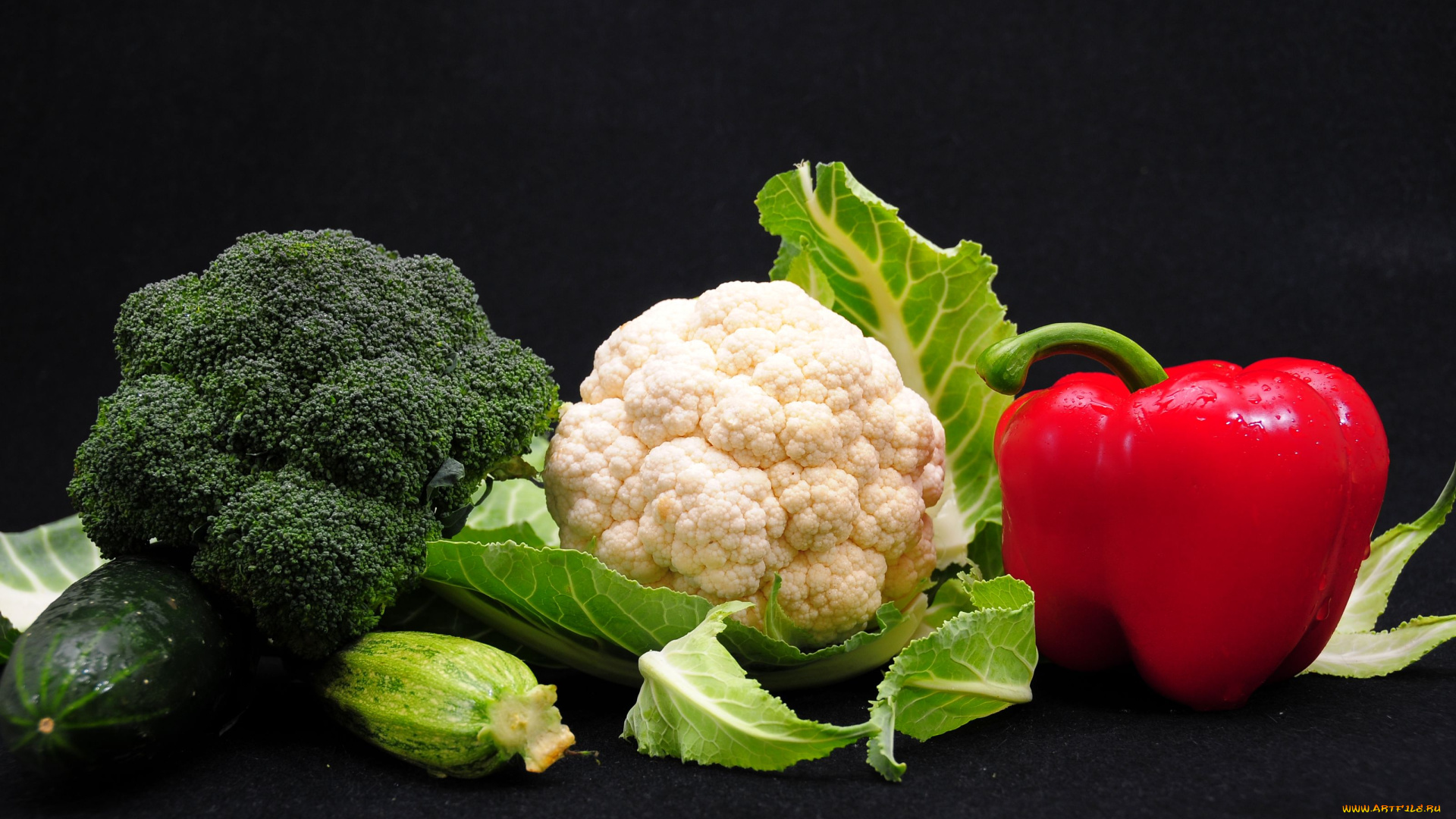 еда, овощи, перец, цветная, капуста, брокколи