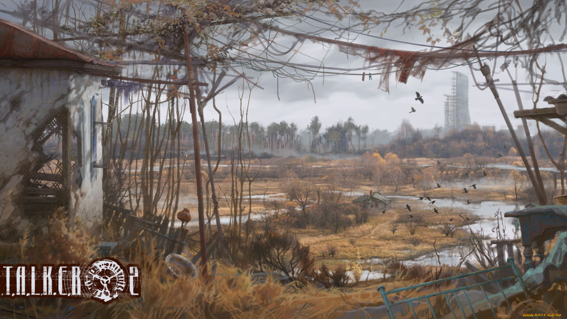 видео, игры, сталкер, украина, припять, болото, дом, здание