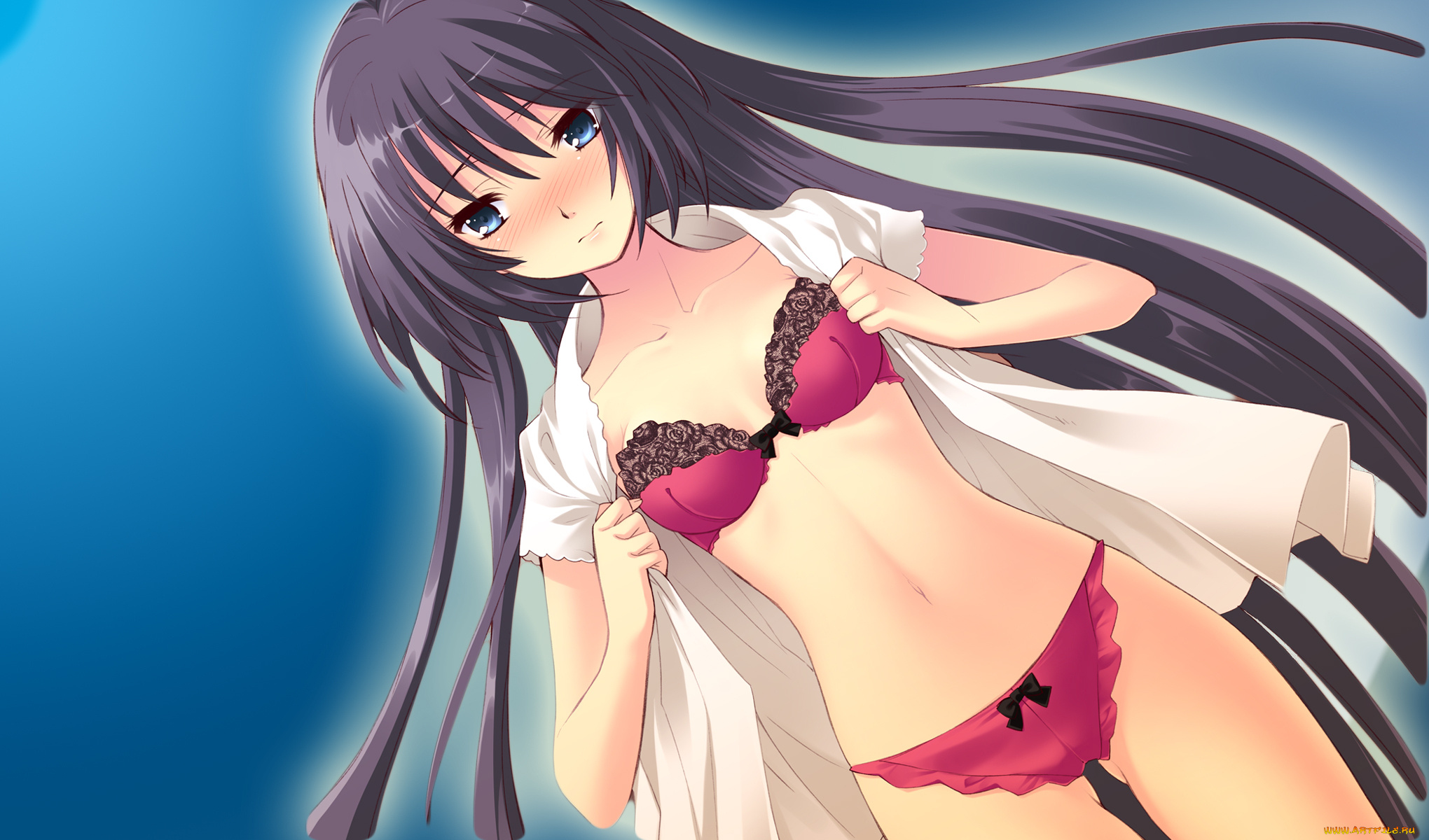 аниме, flyable, heart, лифчик, трусики, белье, девушка