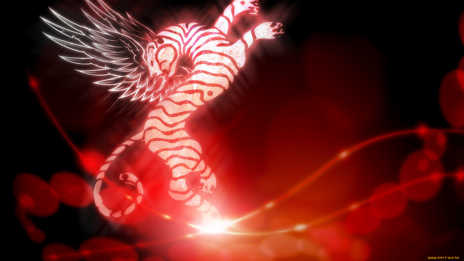 векторная, графика, тигр, пятна, линии, крылья