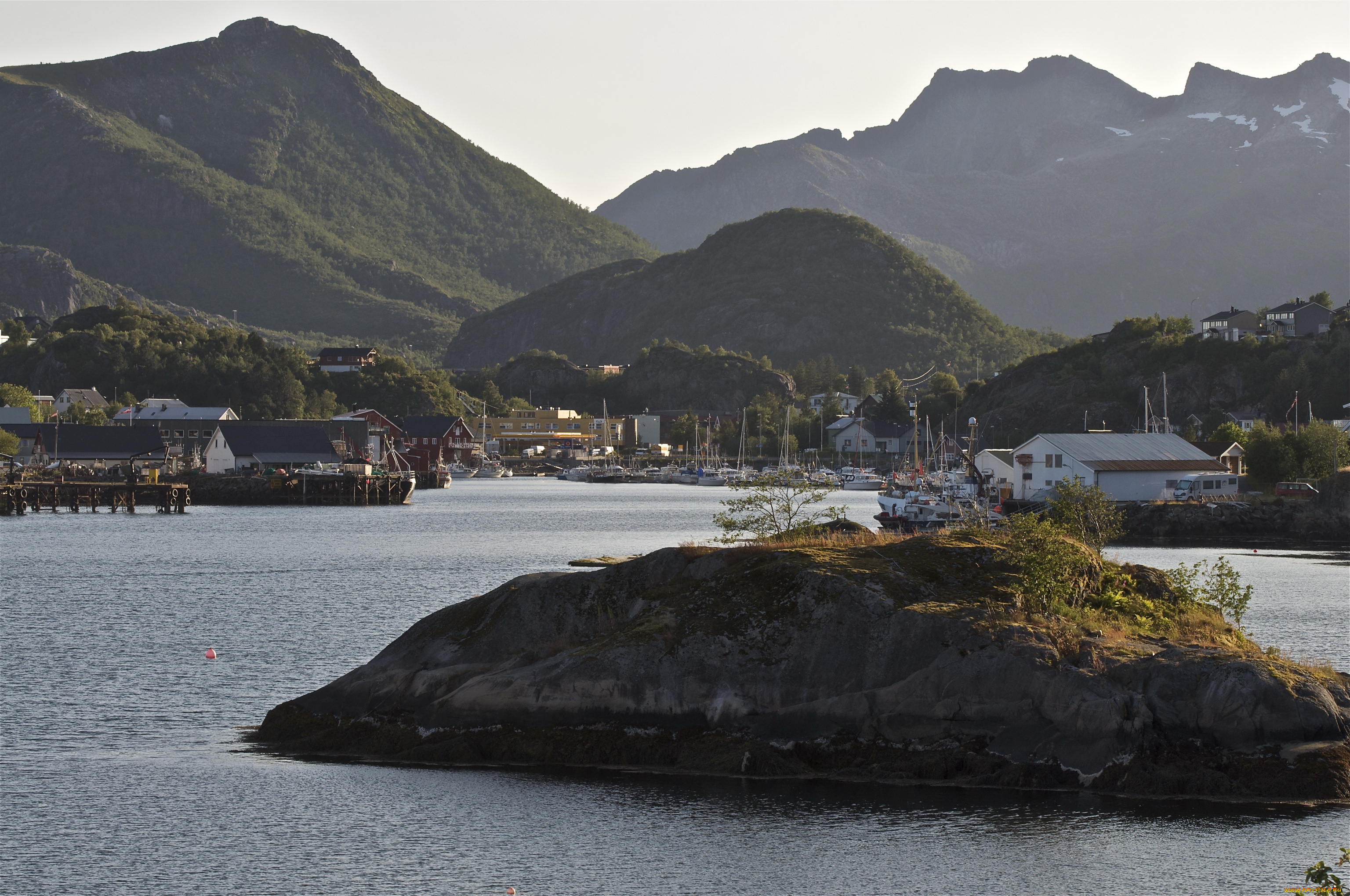 lofoten, norway, города, пейзажи, горы, озеро, дома, пейзаж