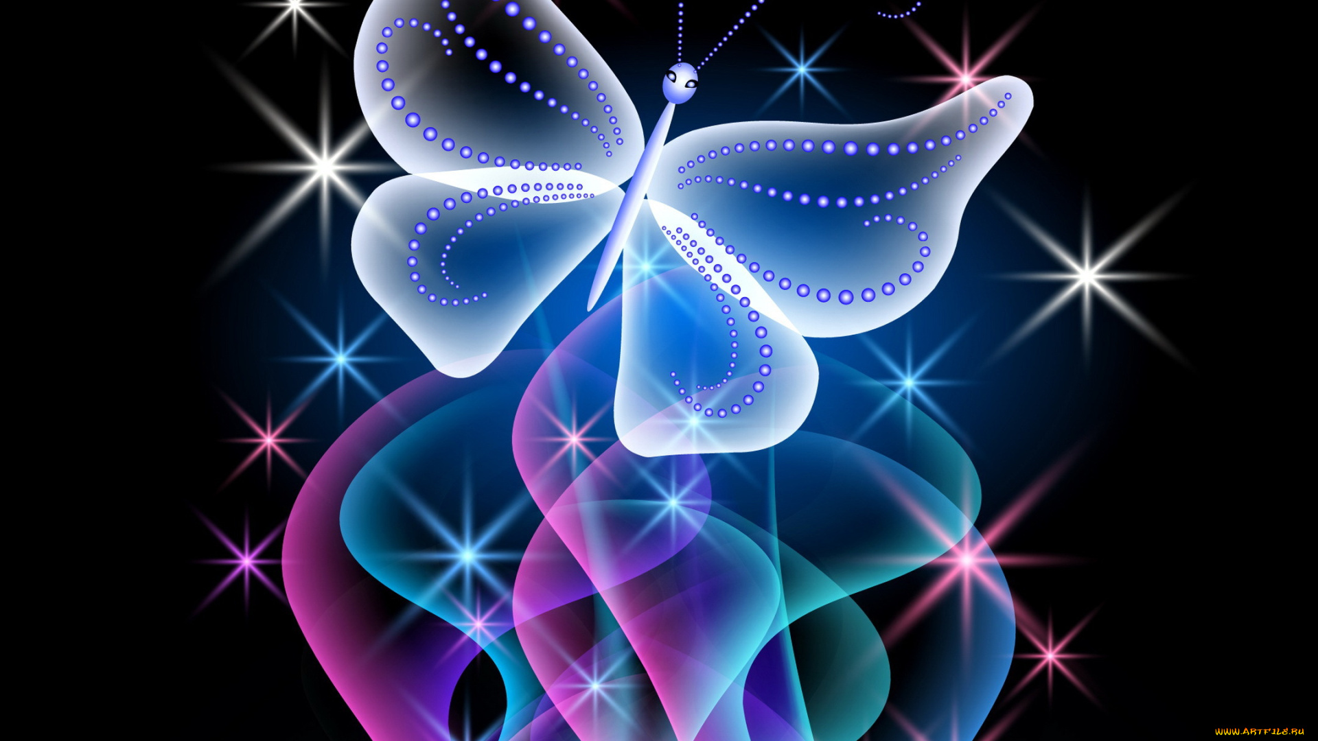 3д, графика, -другое, неоновая, бабочка, design, glow, sparkle, pink, blue, abstract, butterfly, neon
