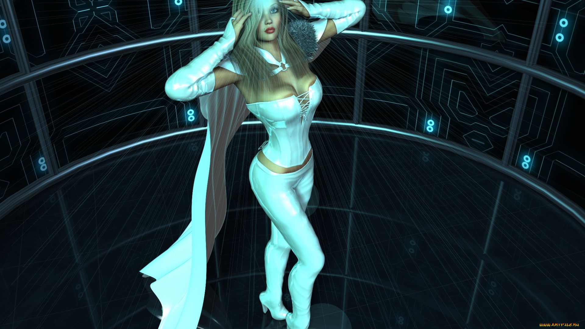 3д, графика, fantasy, , фантазия, девушка, лучи