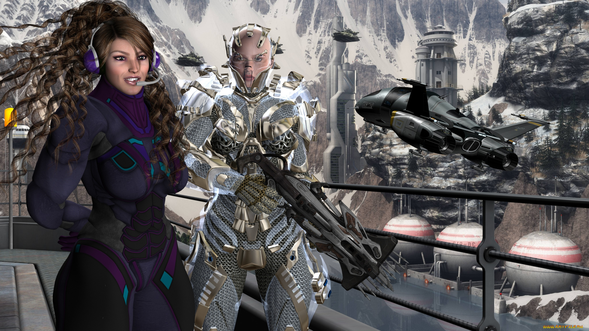 3д, графика, fantasy, , фантазия, робот, улыбка, девушка