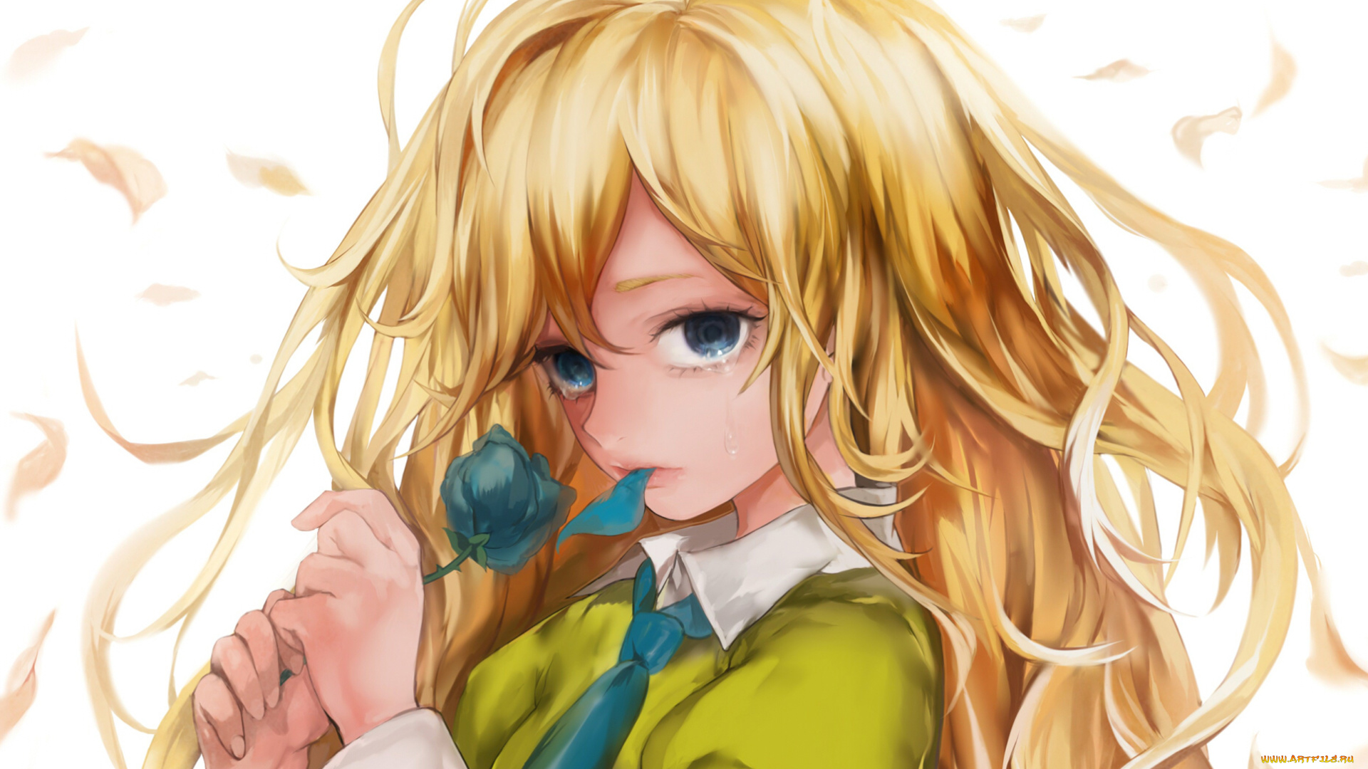 аниме, ib, mary, game, галстук, слеза, роза, девушка