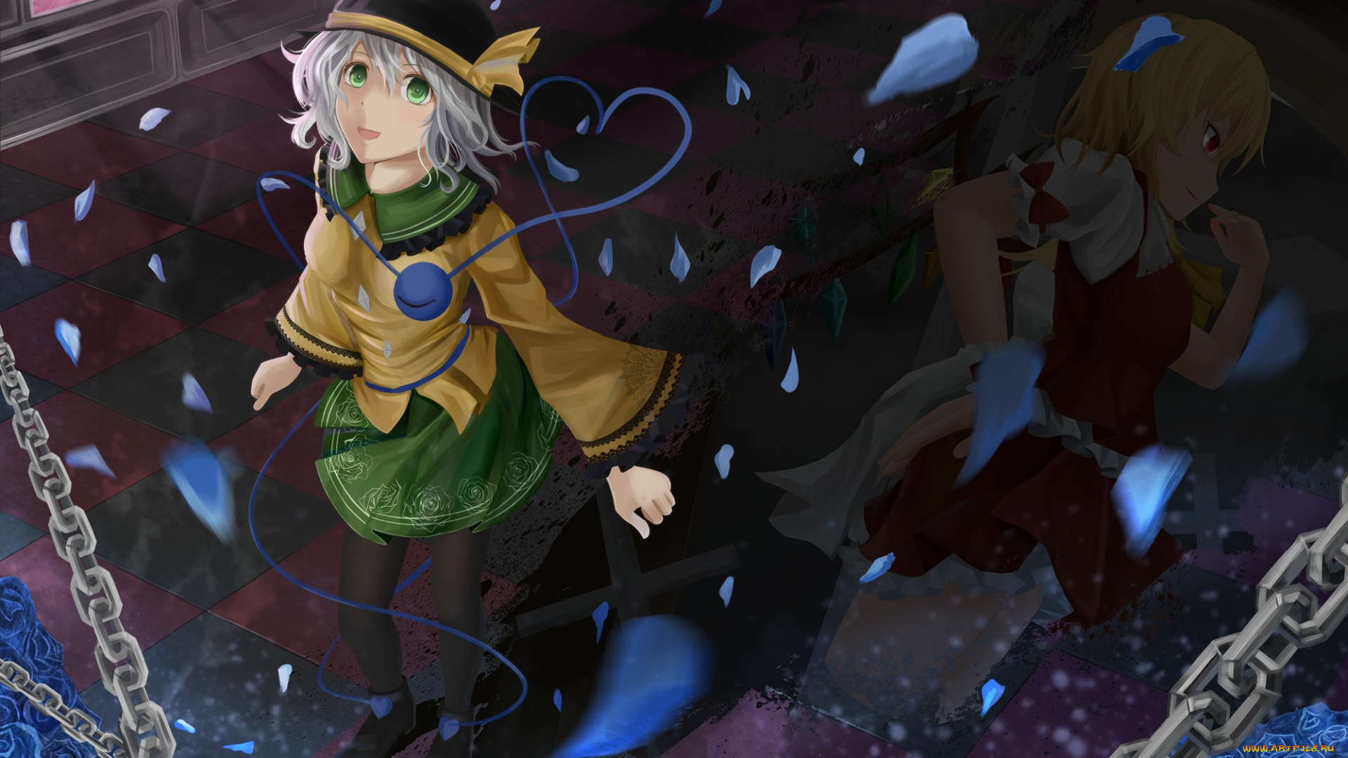 аниме, touhou, hiro0626, komeiji, koishi, flandre, scarlet, art