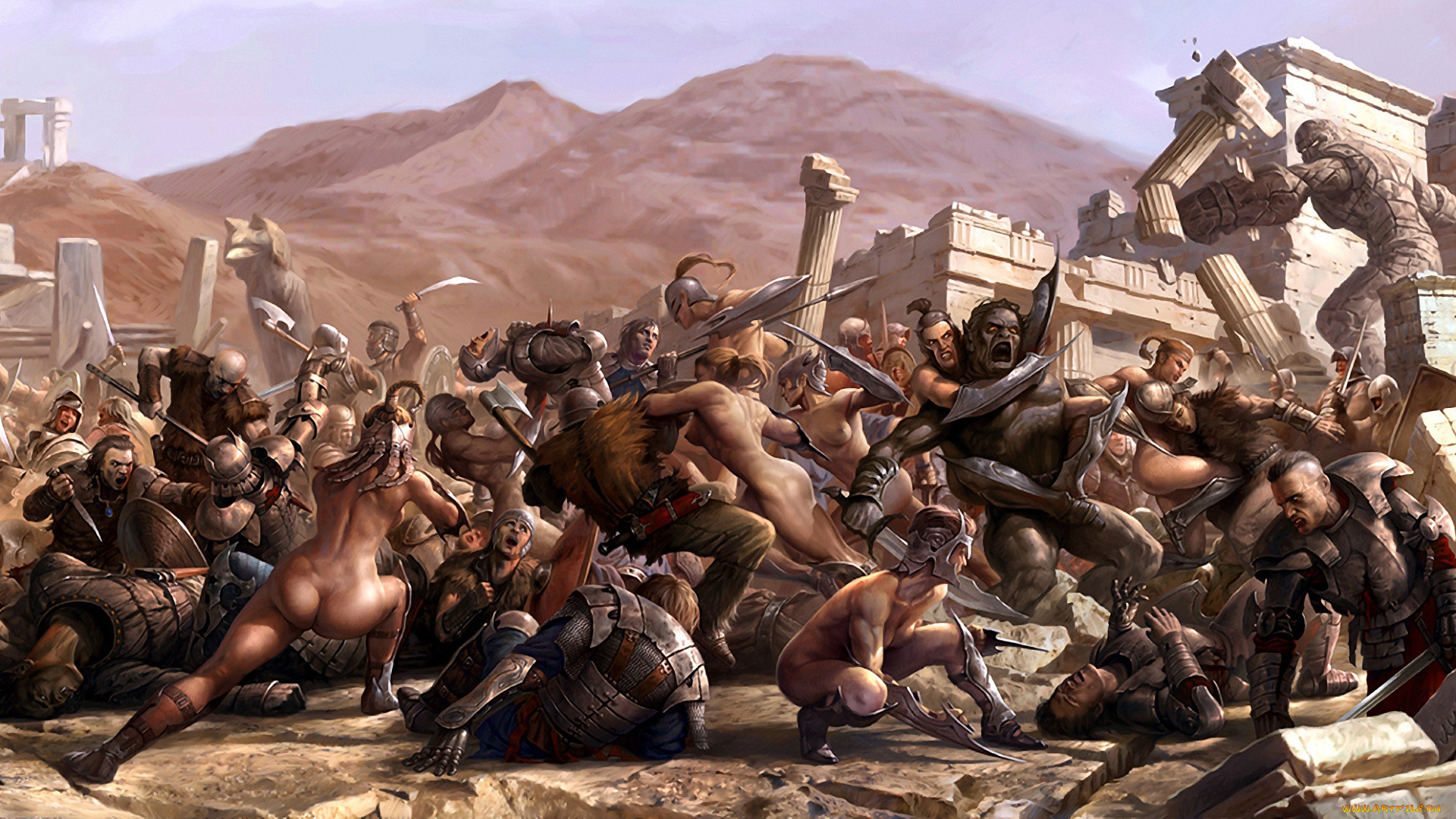 битва, фэнтези, люди, амазонки