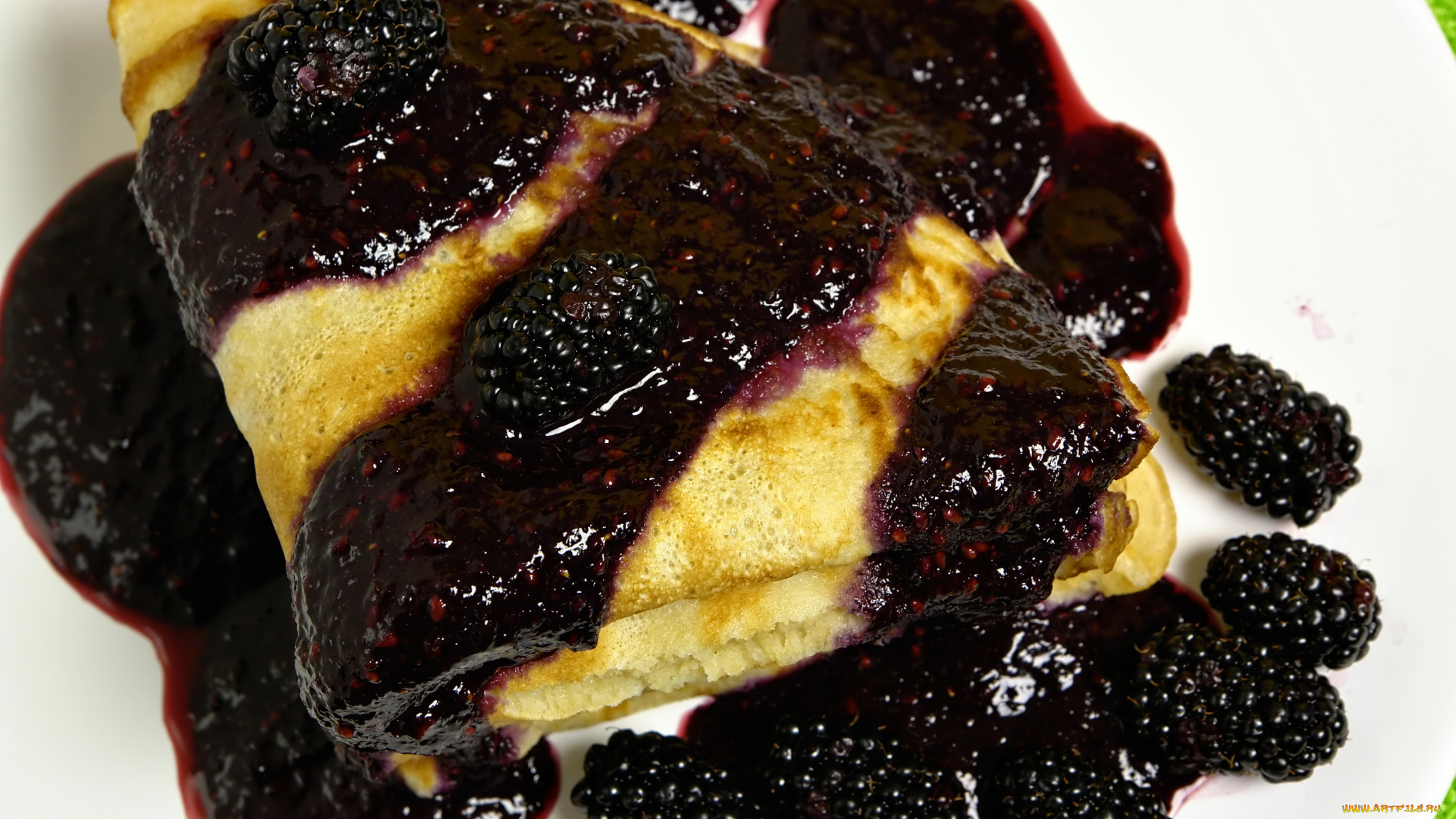 еда, блины, , оладьи, ежевика, варенье