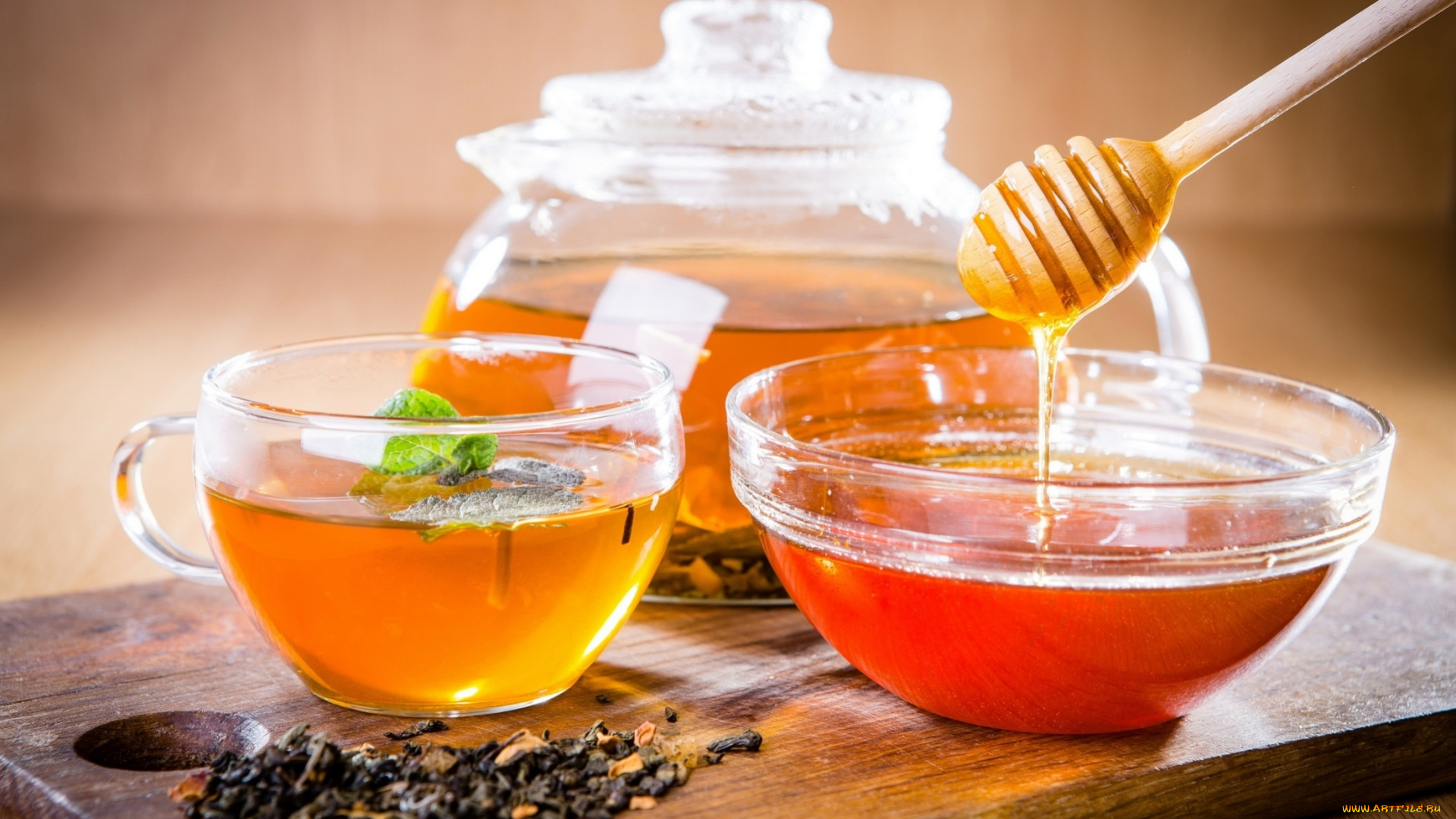 еда, мёд, , варенье, , повидло, , джем, мед, доска, пиала, ложка, чай, чашка, чайник, заварка