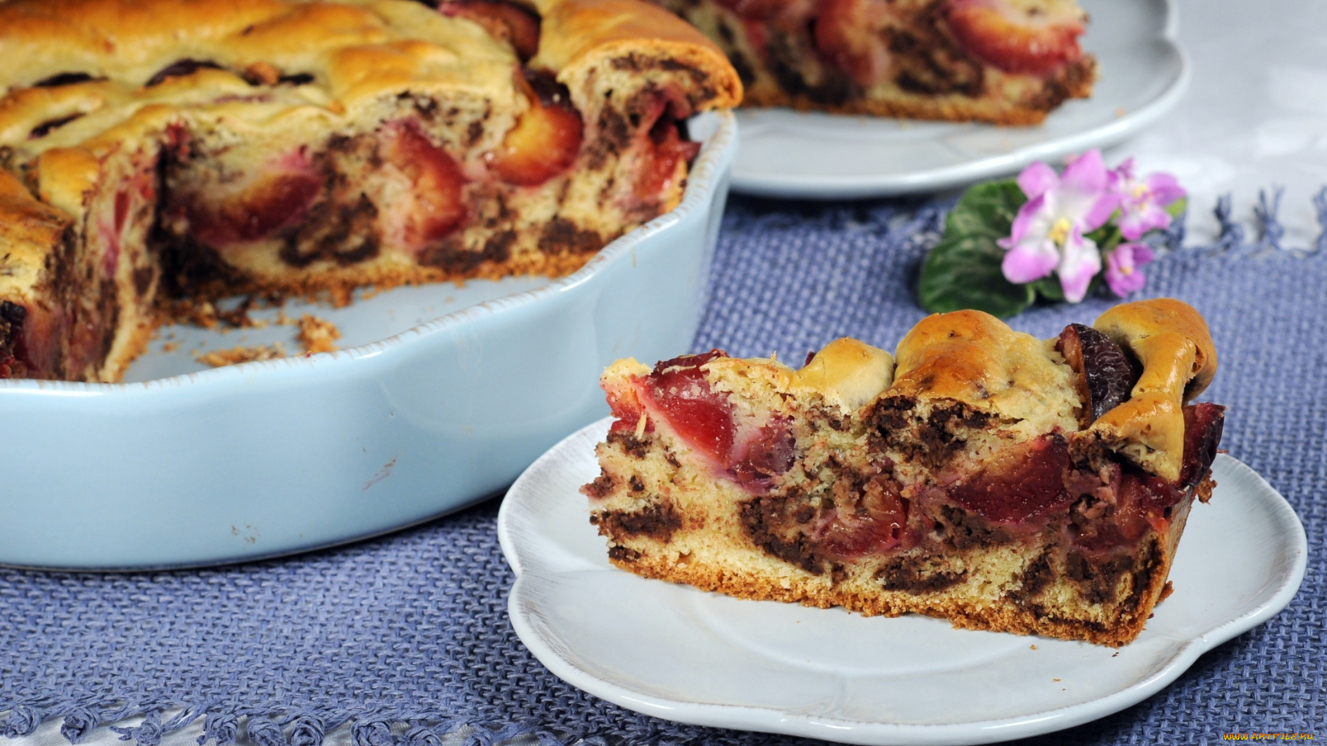еда, пироги, сливовый, пирог