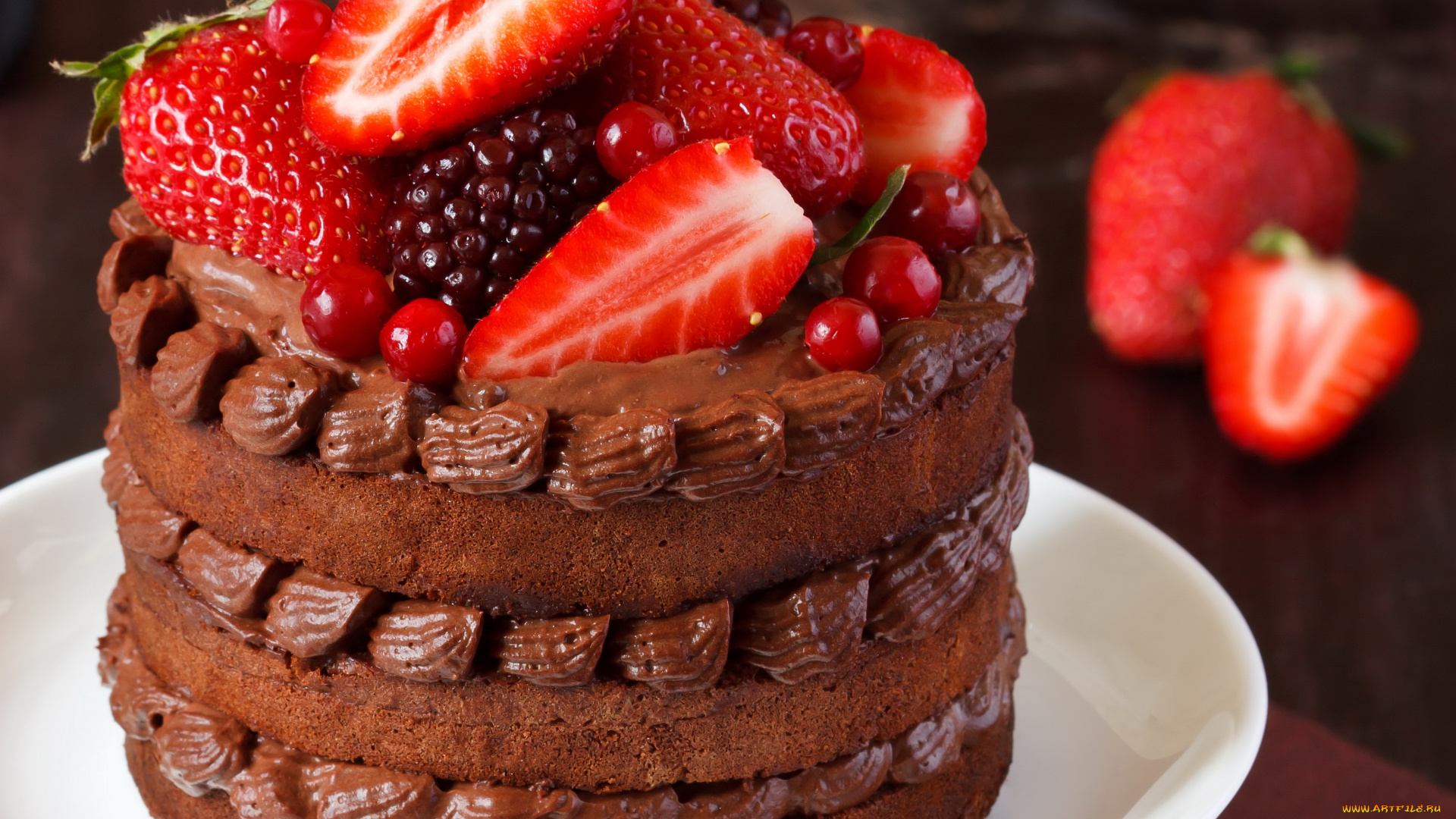 еда, торты, клубника, торт