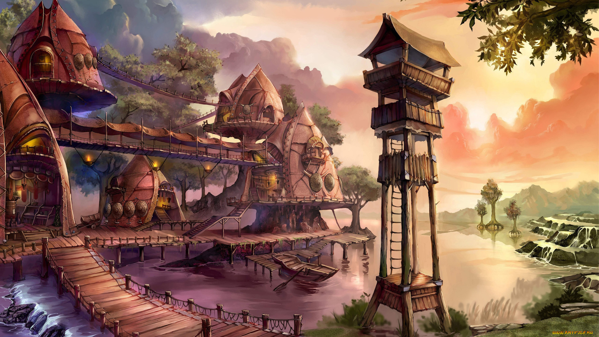 ether, saga, online, видео, игры, иной, река, мостик, вышка, мир