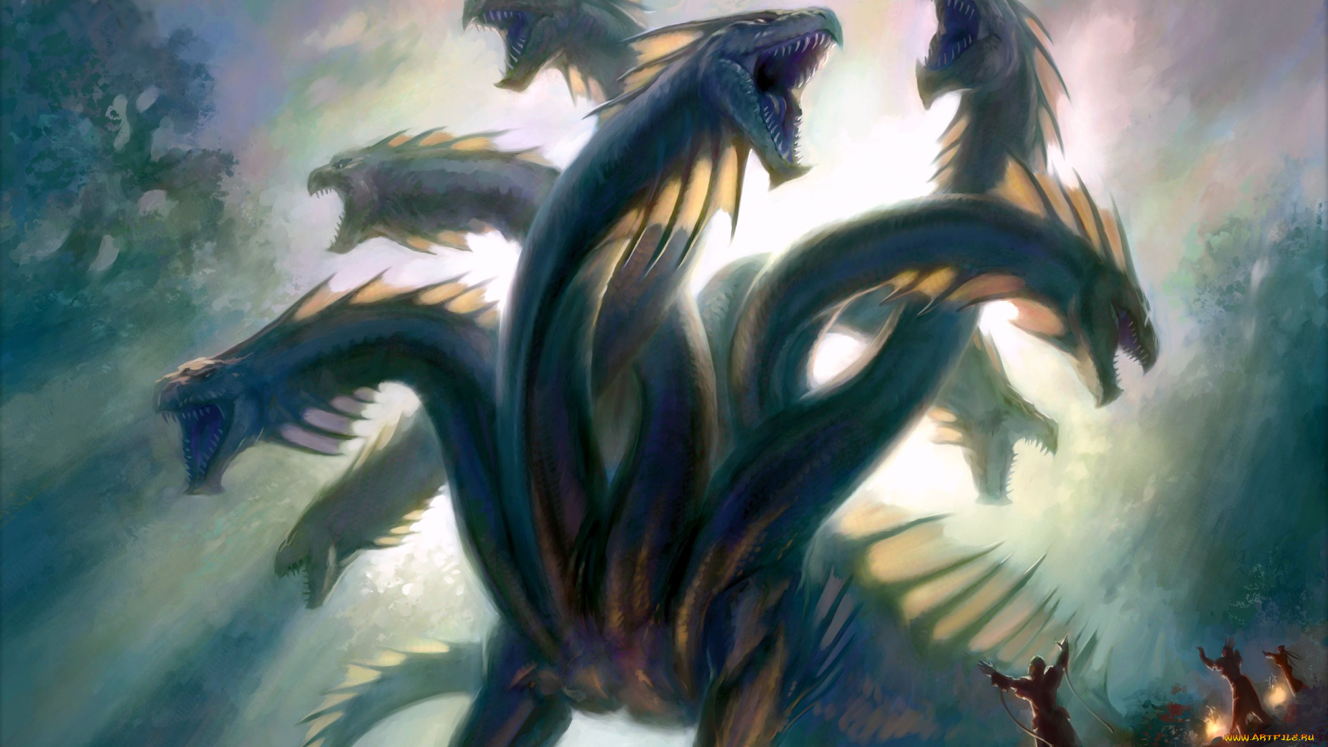фэнтези, драконы, люди, монстр, существо