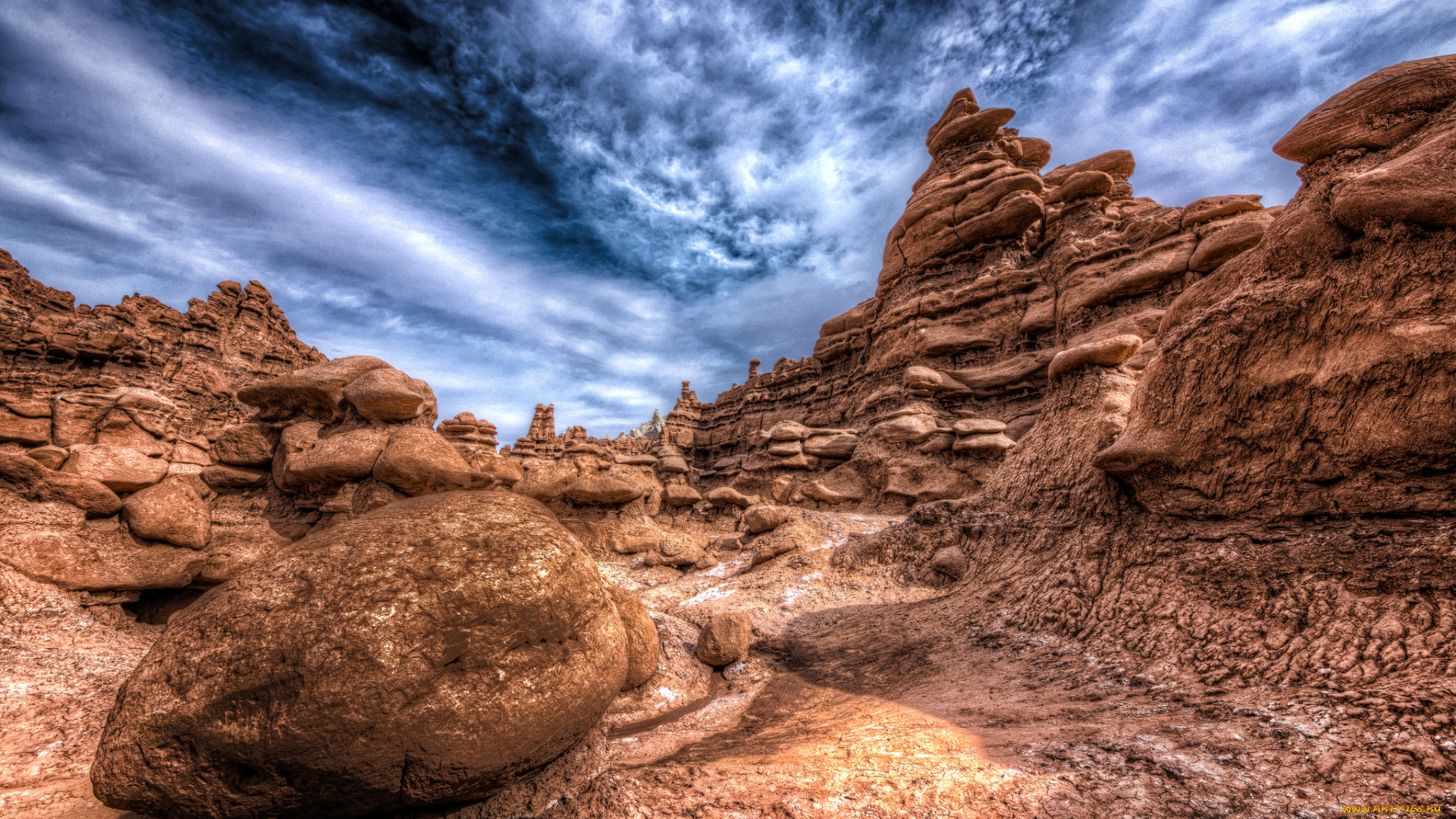 природа, горы, облака, камни, скалы