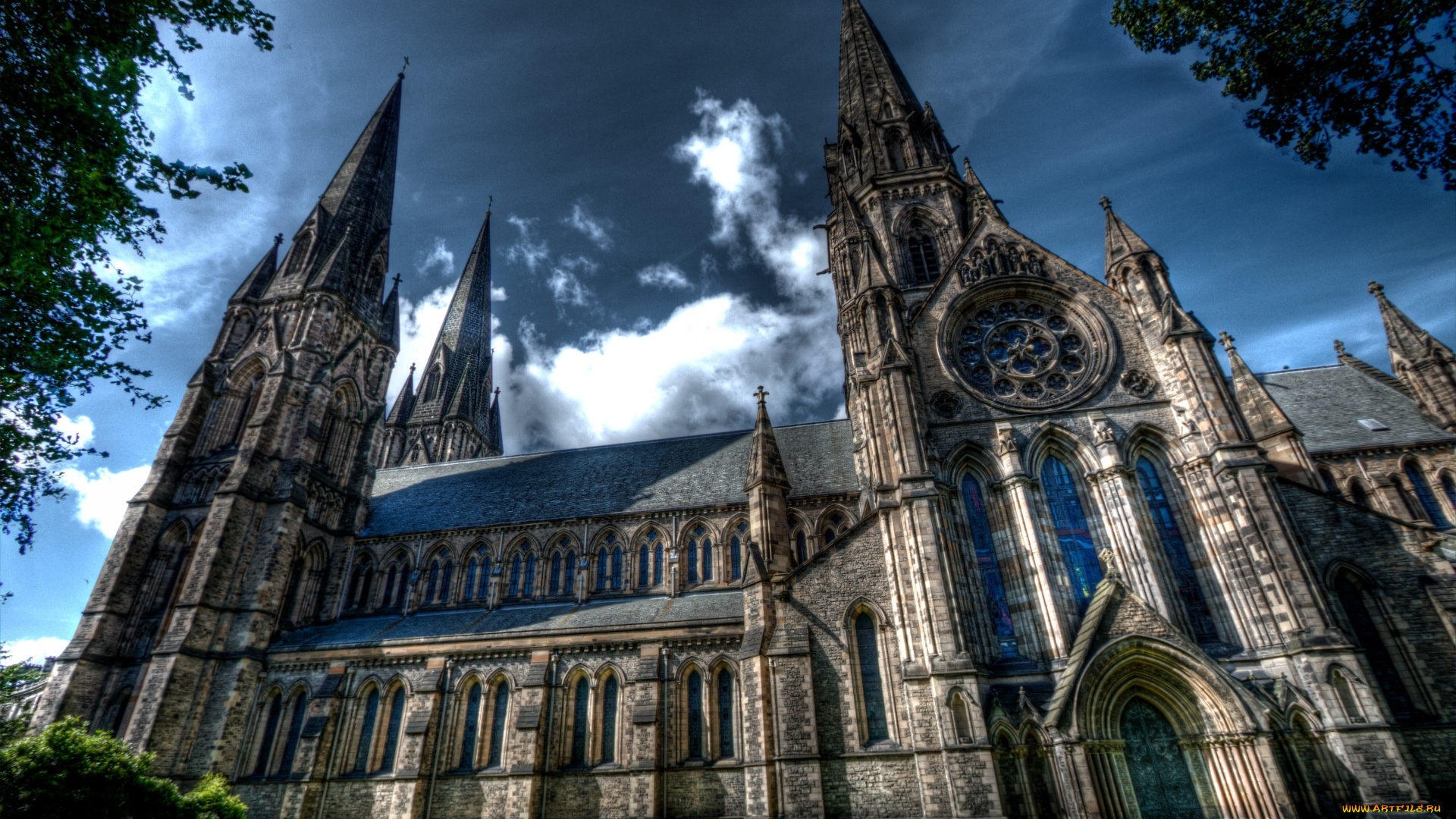 st, , mary`s, cathedral, города, эдинбург, , шотландия, собор, площадь