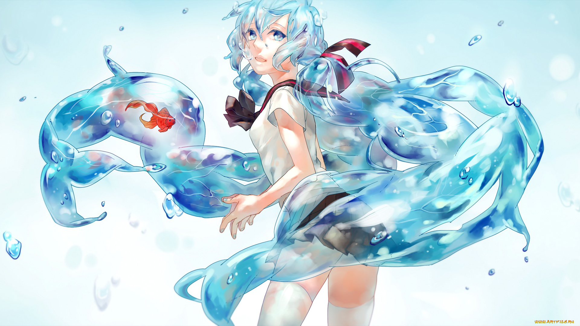 vocaloid, аниме, арт, девушка, gunni, hatsune, miku, bottle, upscale