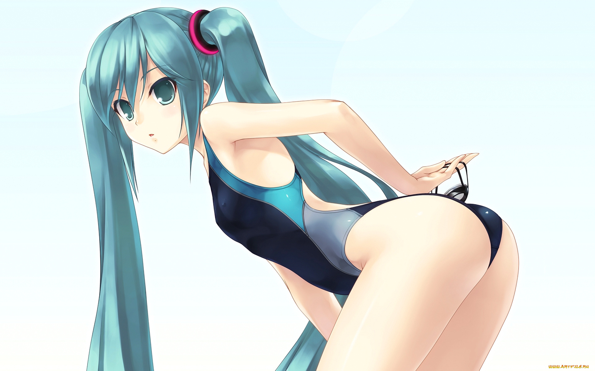 аниме, vocaloid, art, wacchi, hatsune, miku, девушка, купальник