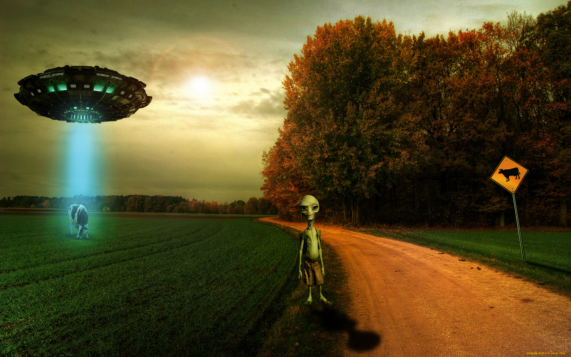 инопланетянин, юмор, и, приколы, корова, paul, пришелец, alien, летающая, тарелка