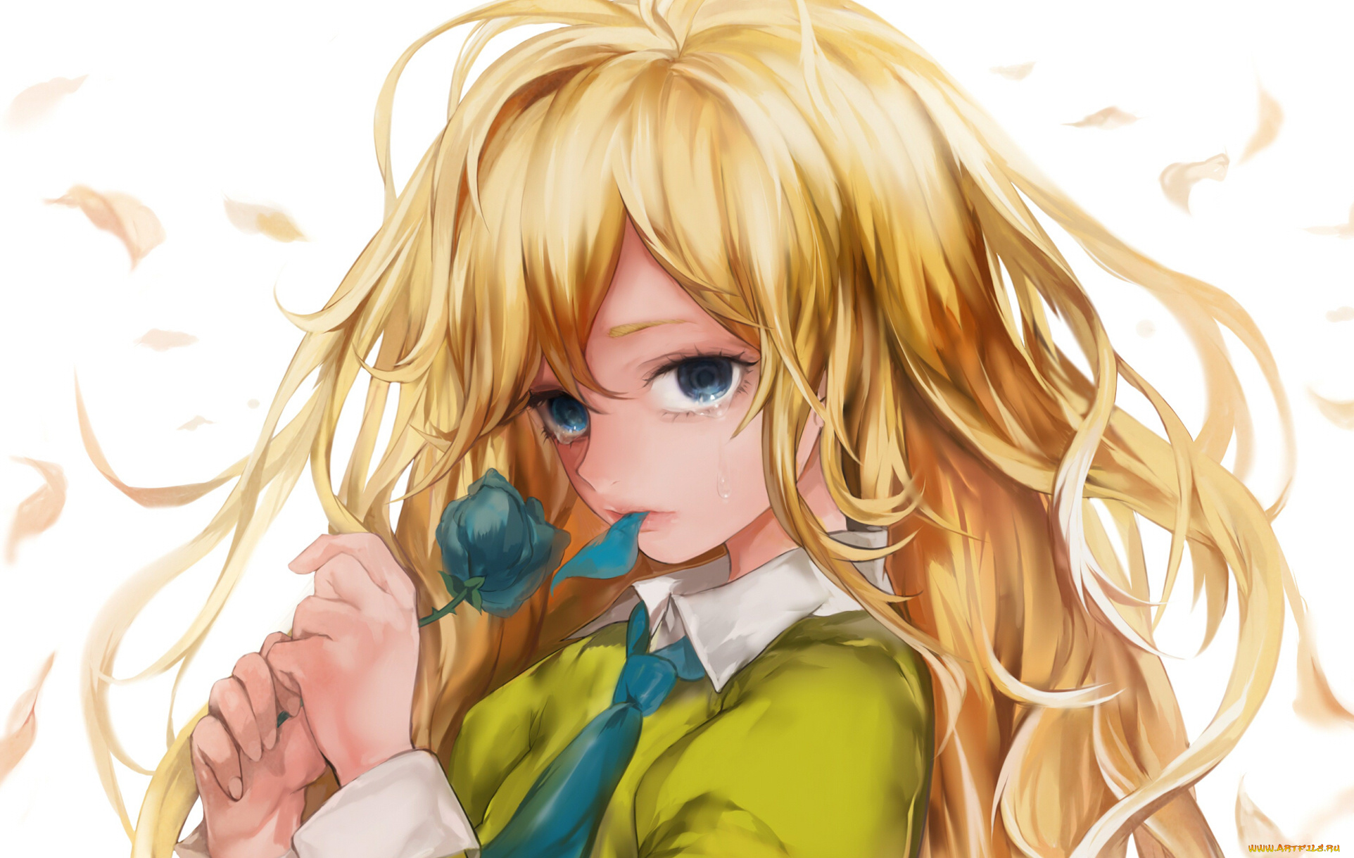 аниме, ib, mary, game, галстук, слеза, роза, девушка