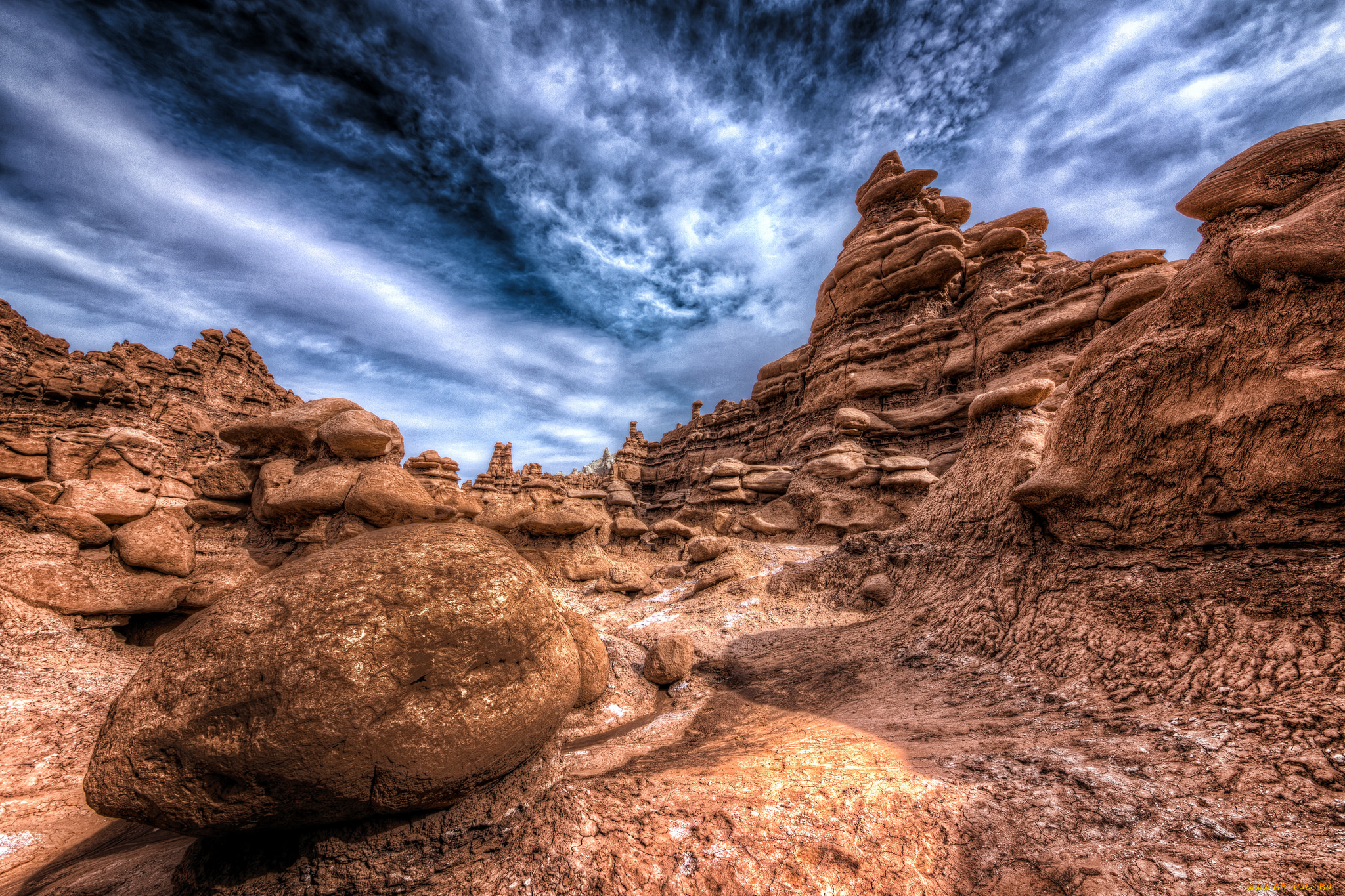 природа, горы, облака, камни, скалы