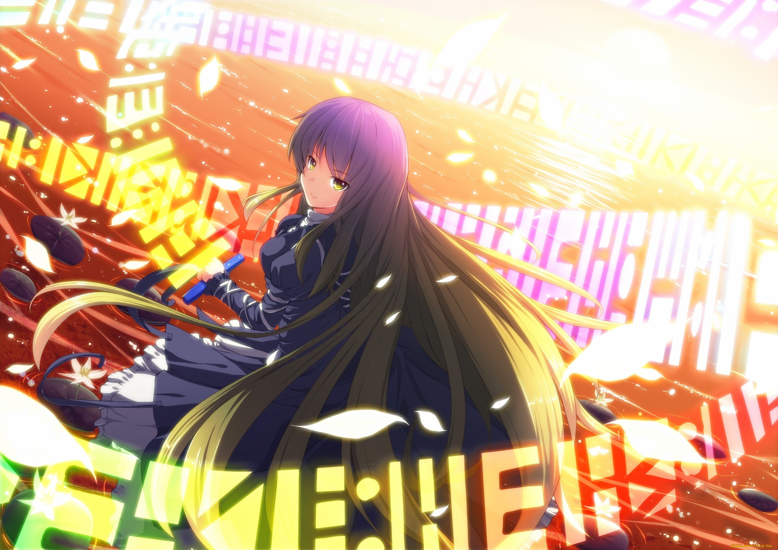 аниме, touhou, свет, солнце, цветы, вода, стигма, печати, улыбка, взгляд, девушка, hijiri, byakuren, магия, лепестки, art, ryosios