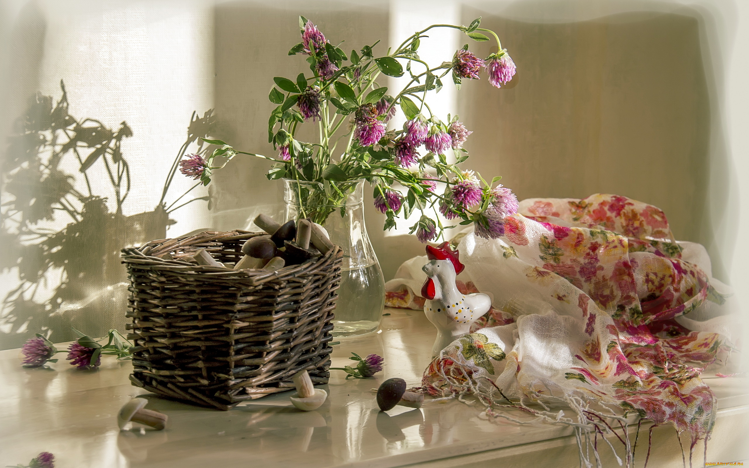 еда, грибы, , грибные, блюда, клевер, композиция, корзинка, печенье