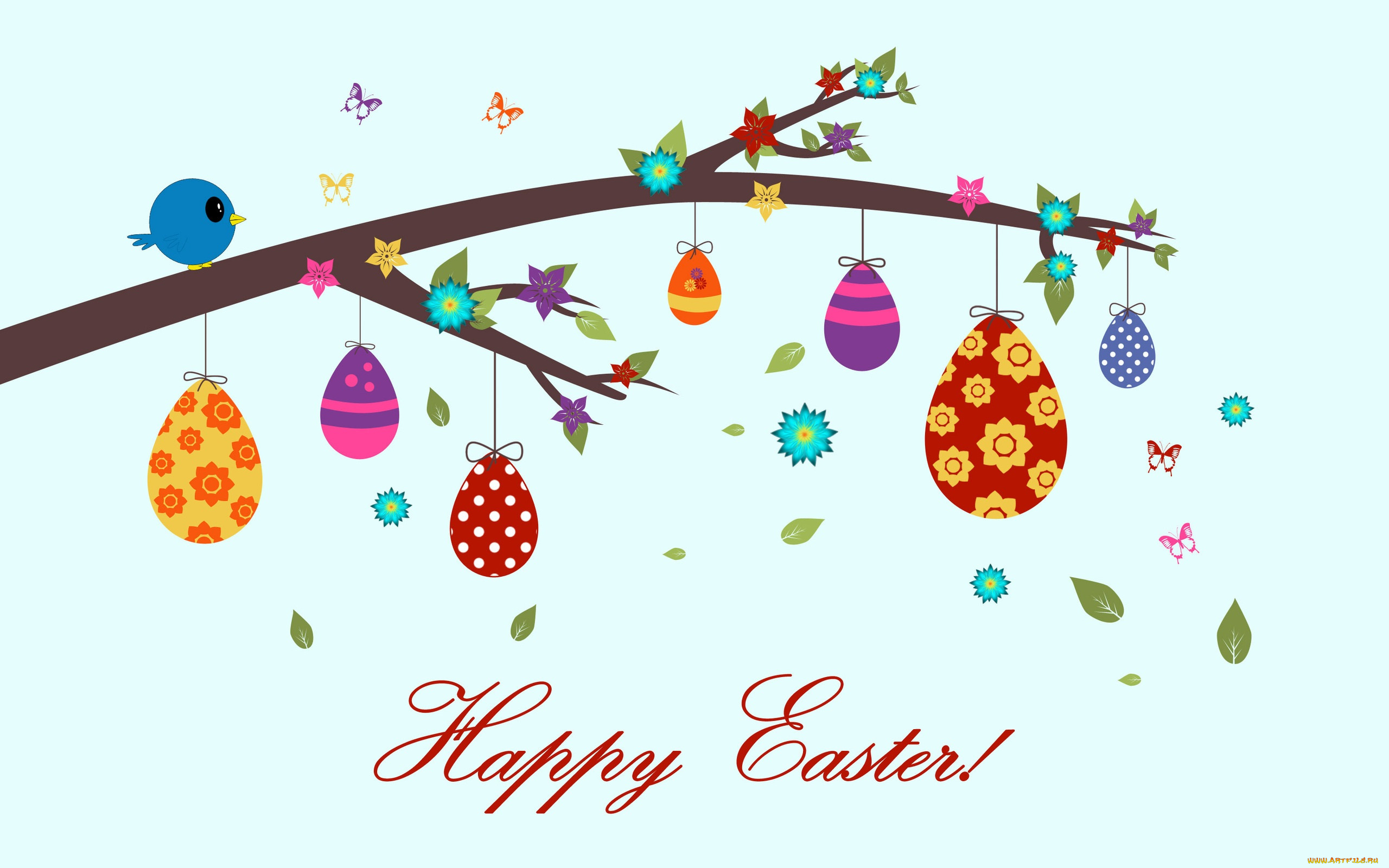 праздничные, пасха, ветка, бабочки