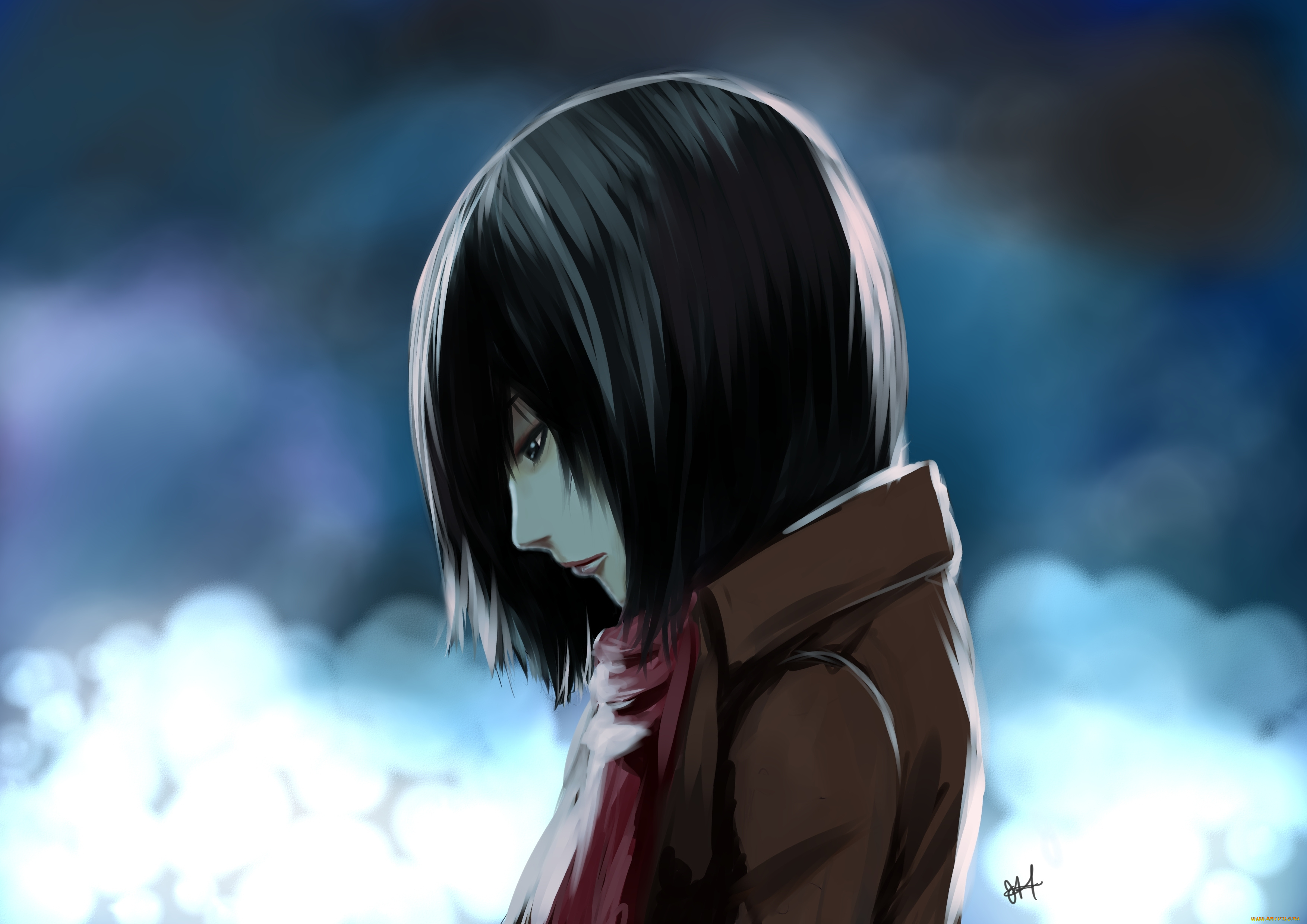 аниме, shingeki, no, kyojin, single, mikasa, ackerman, attack, on, titan, female
