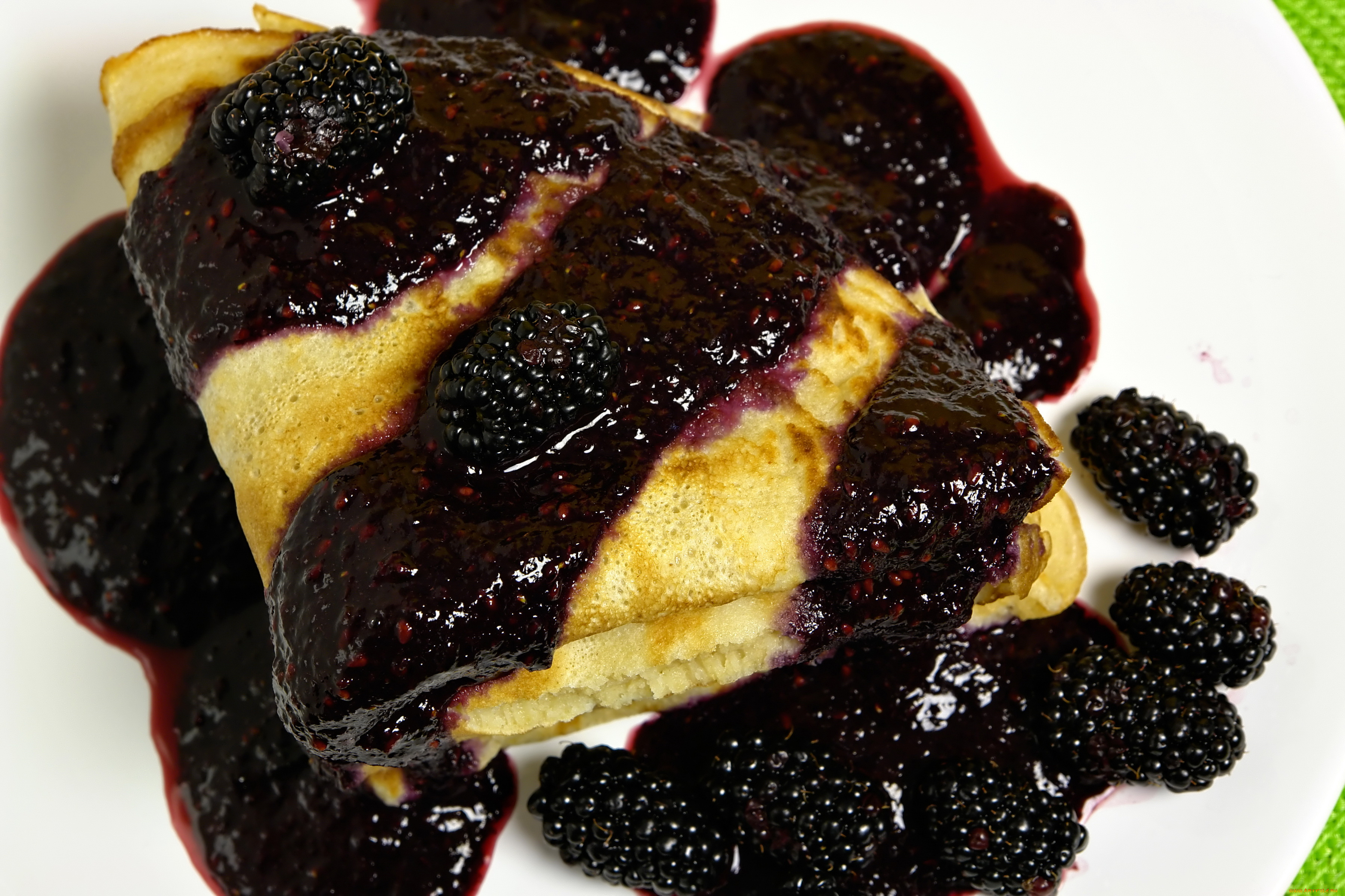 еда, блины, , оладьи, ежевика, варенье