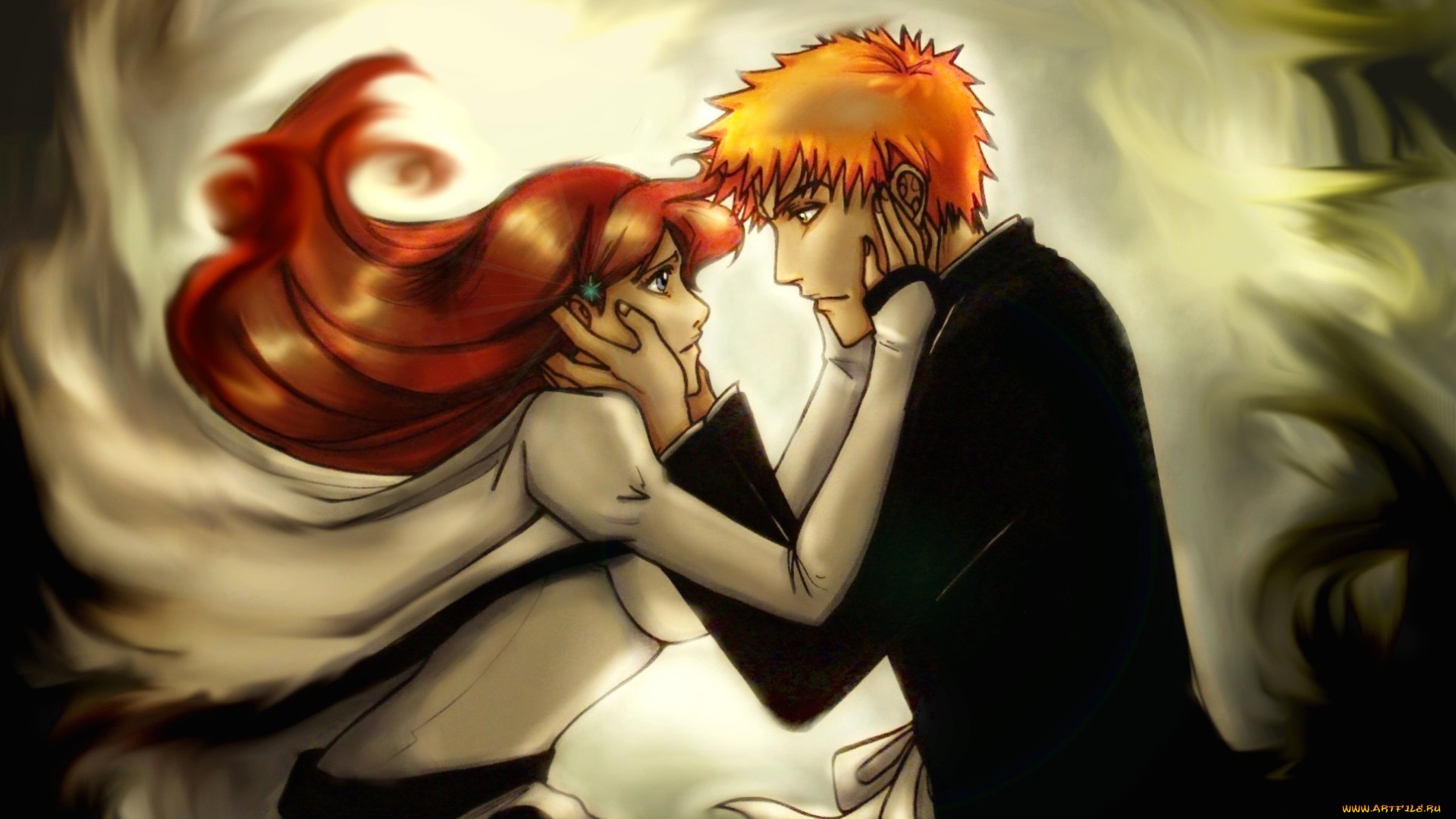 разное, арты, арт, пара, аниме, блич, ичиго, куросаки, иноуэ, орихиме
