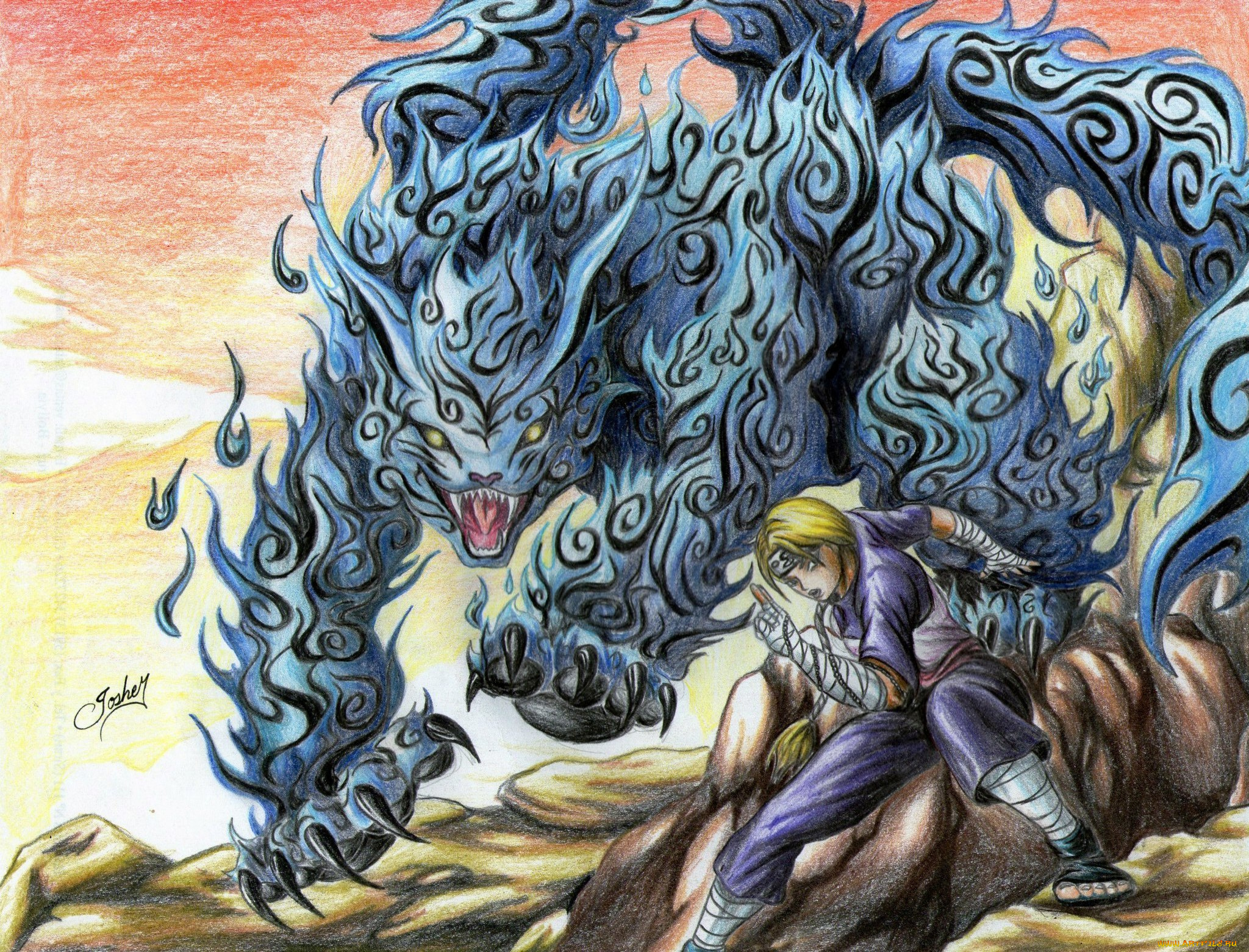 разное, арты, арт, рисунок, карандашом, биджу, кот, девушка, джинчурики