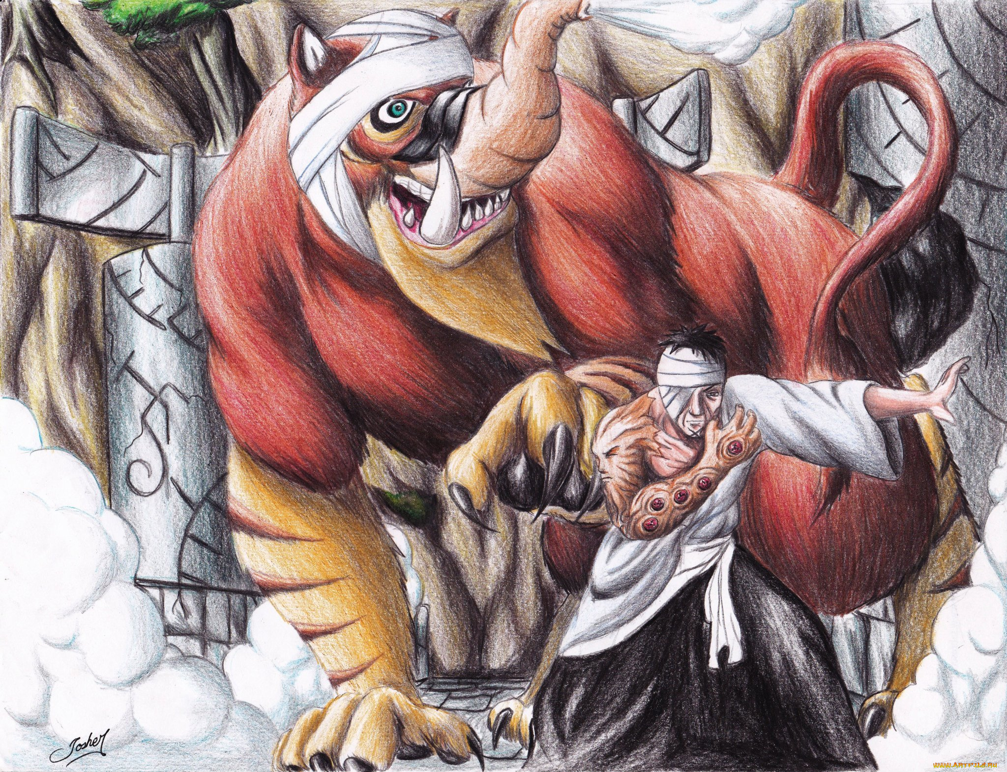 разное, арты, арт, данзо, аниме, наруто, рисунок