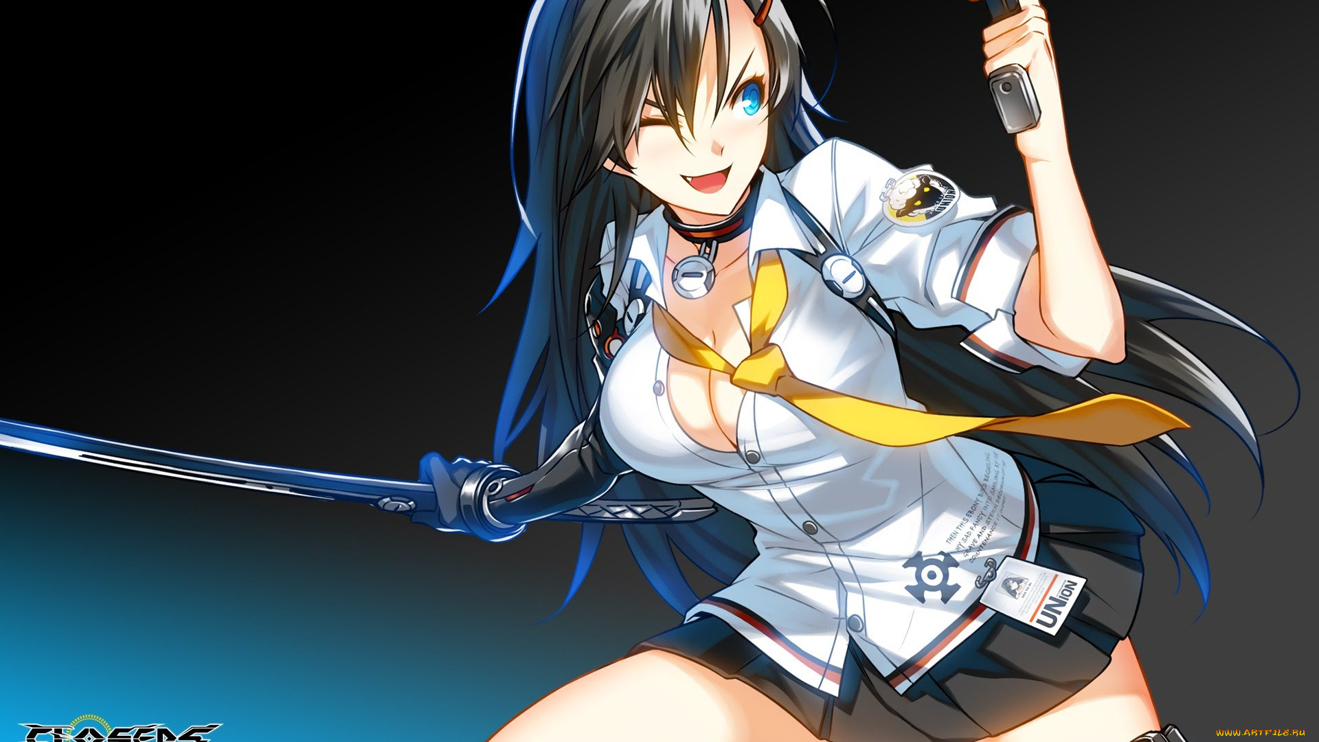 аниме, closers, оружие, девушка