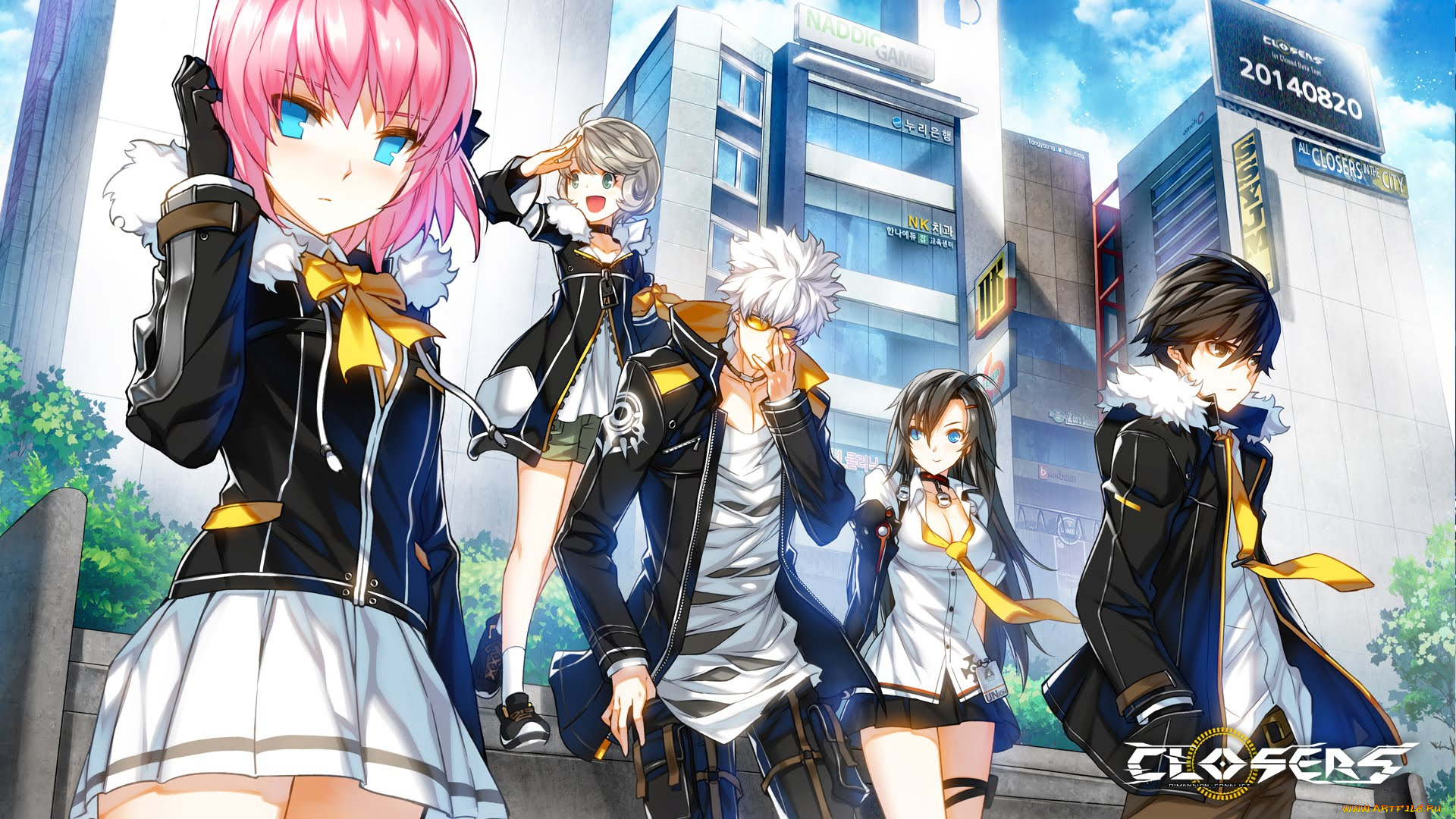 аниме, closers, парни, девушки, арт, игра, город