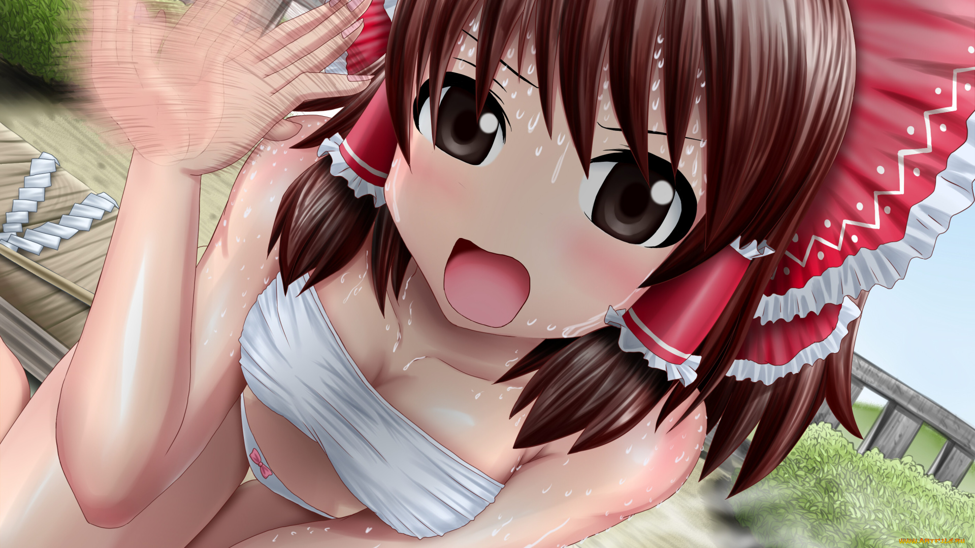 аниме, touhou, девушка, фон, взгляд