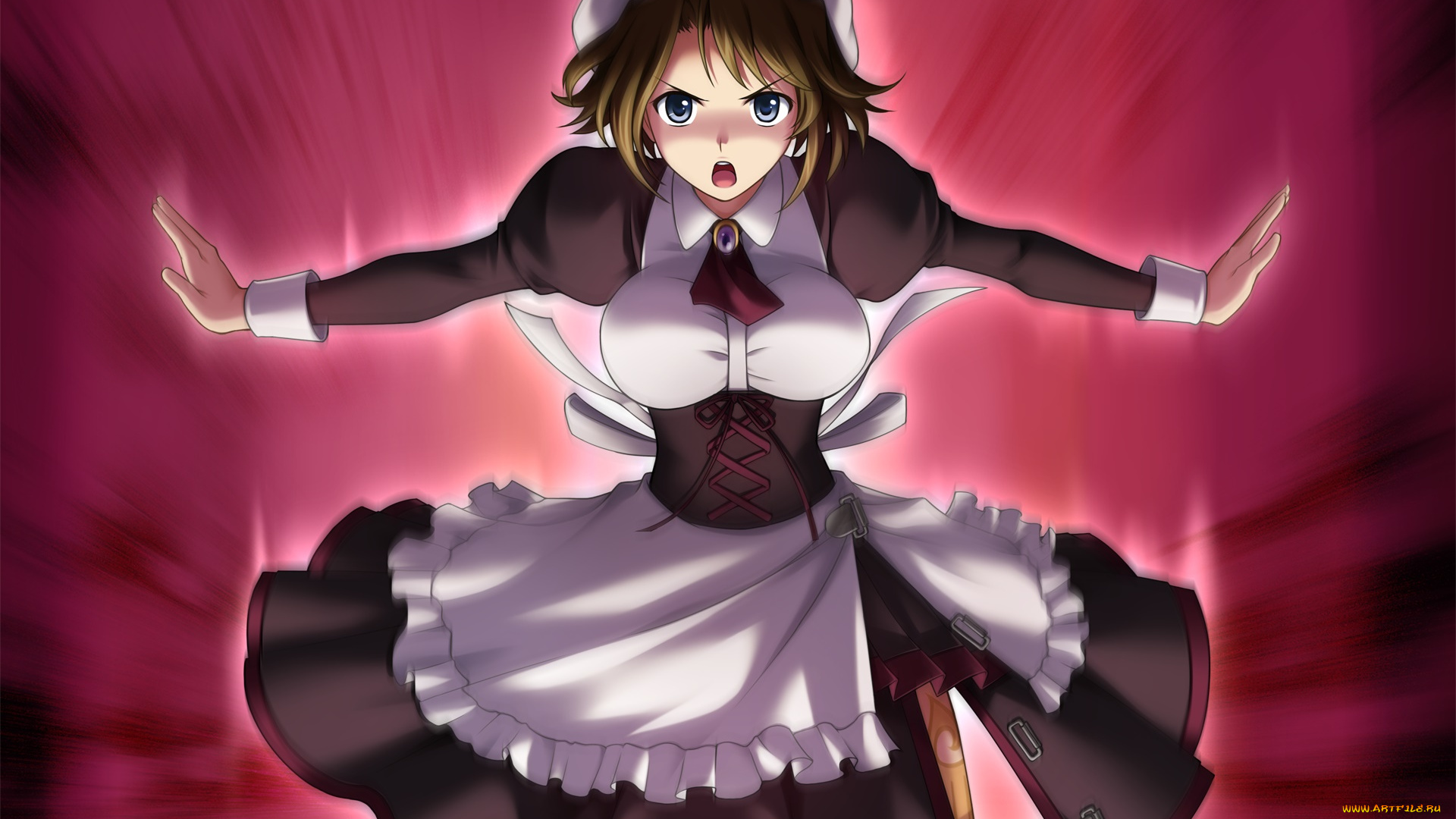 аниме, umineko, no, naku, koro, ni, девушка, фон, взгляд