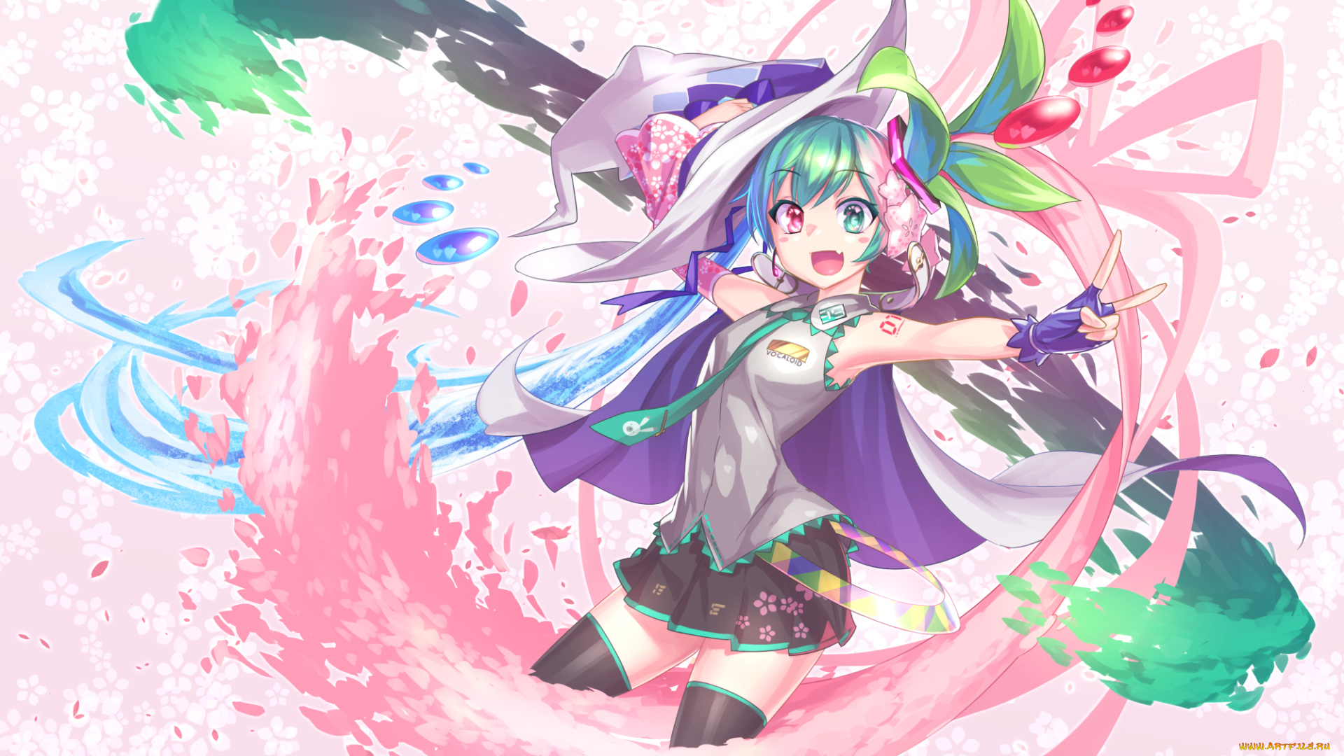 аниме, vocaloid, фон, взгляд, девушка