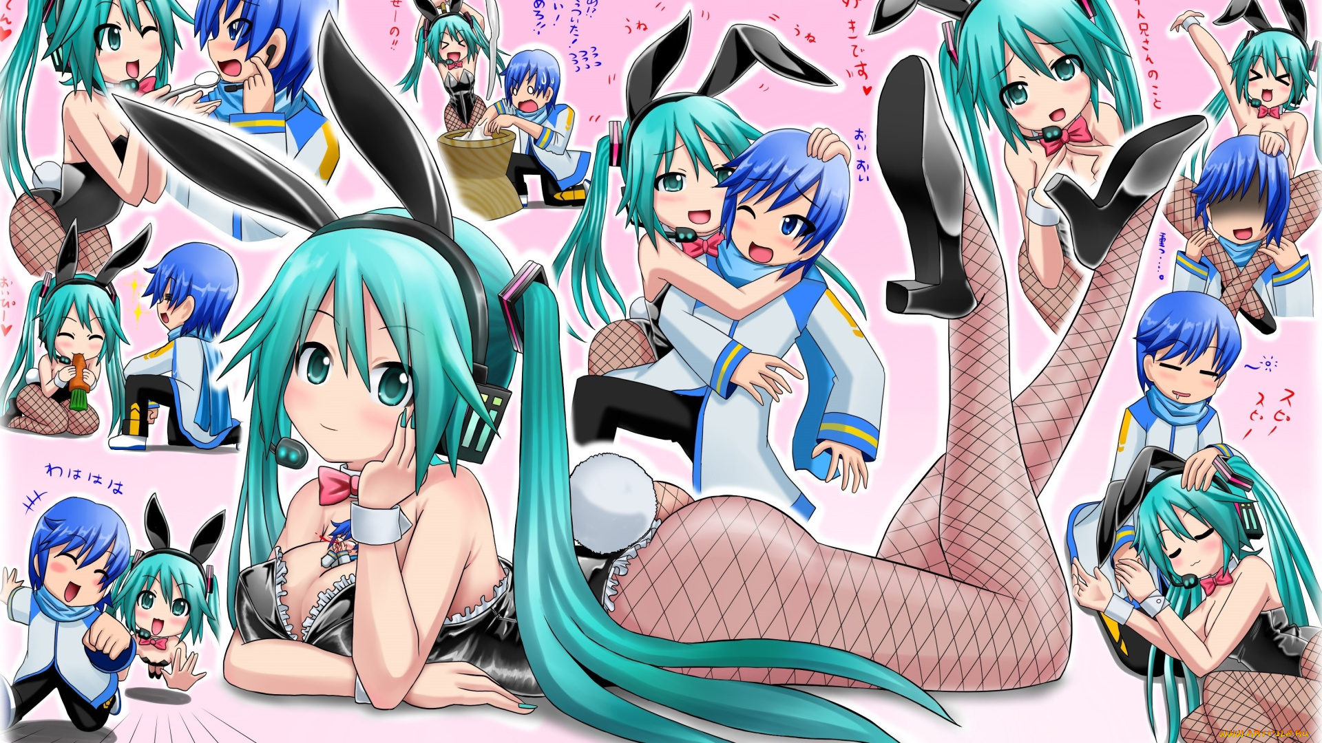 аниме, vocaloid, фон, взгляд, девушки